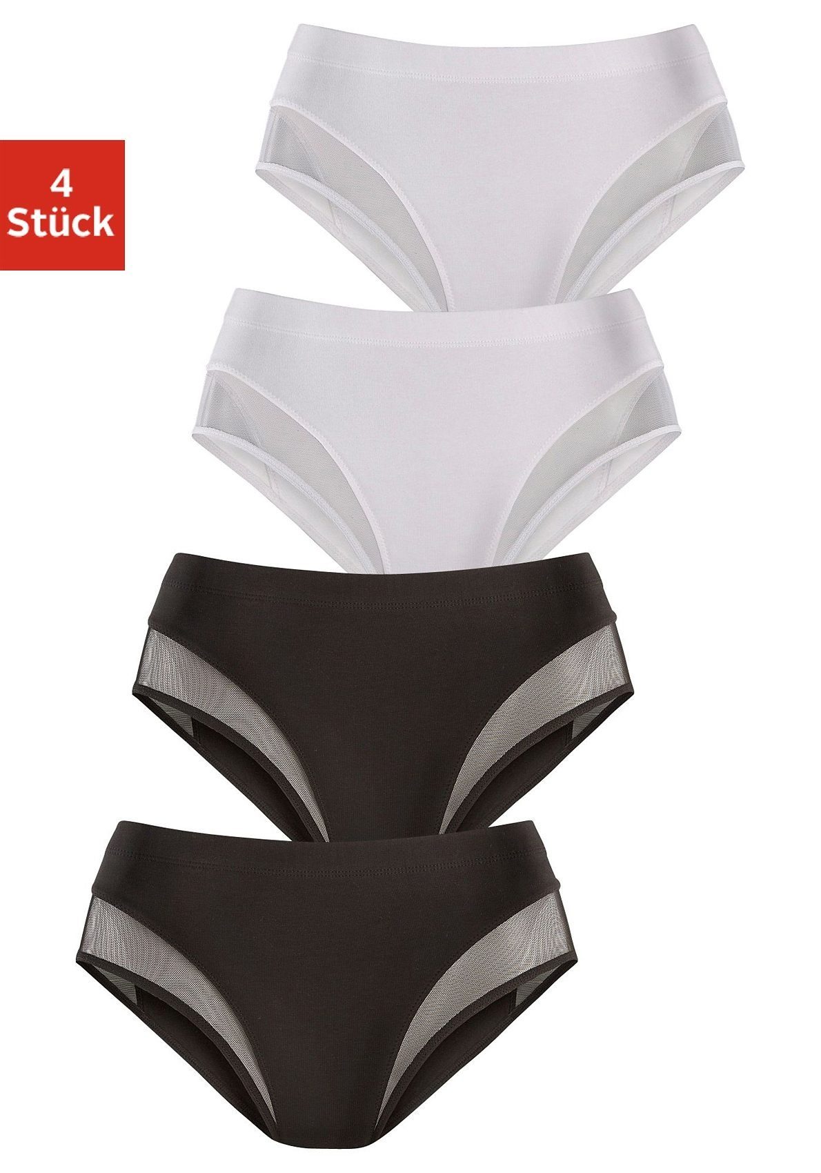 Petite fleur Modellerende slip met meshinzetten op de pijp (4 stuks, Set van 4)
