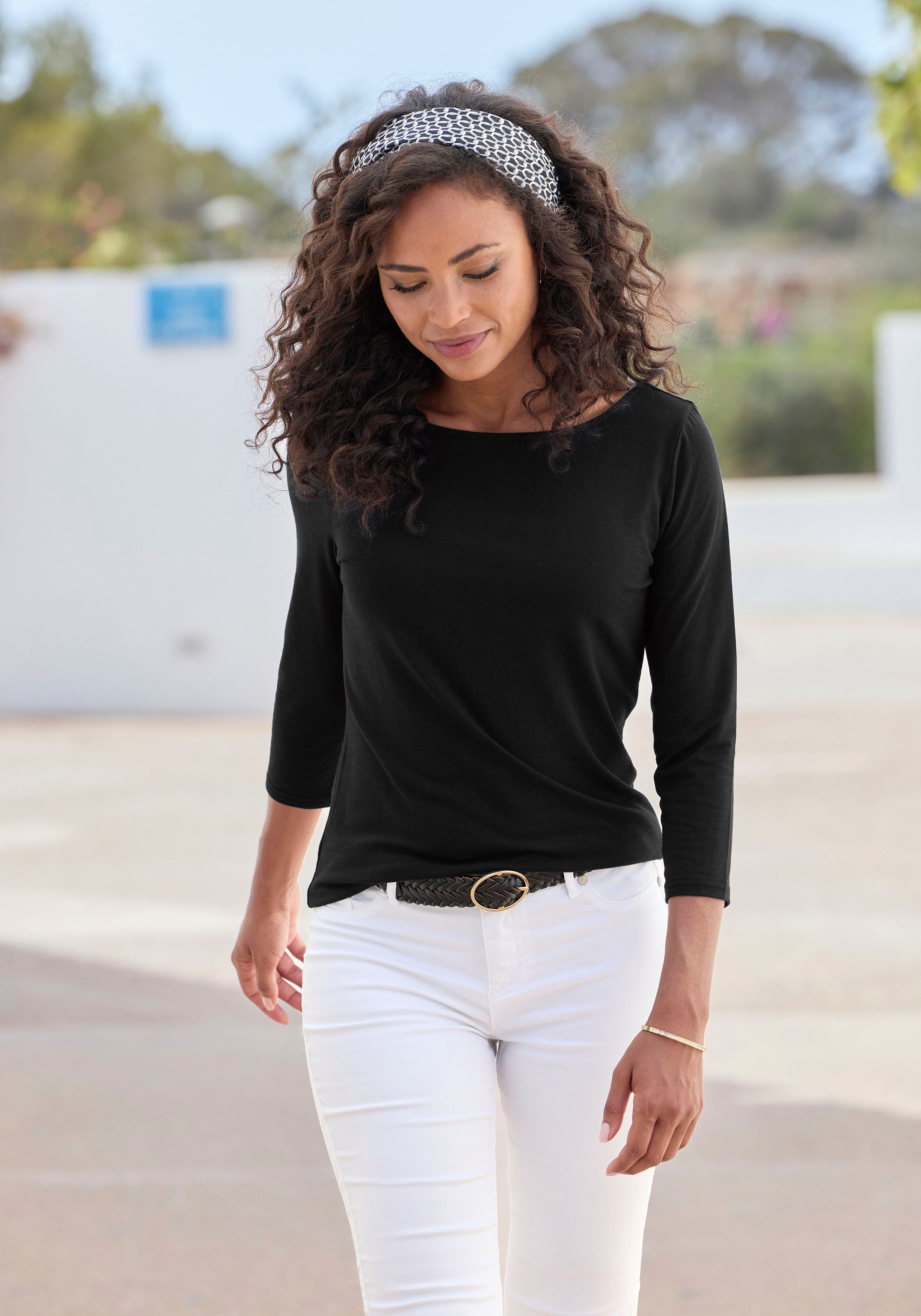 Lascana Shirt met 3/4 mouwen van elastische katoen-modal kwaliteit (Set van 2)