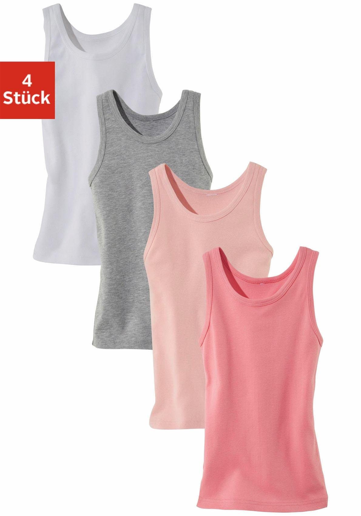 Vivance Hemd in roze kleuren, tanktop, onderhemd (set, 4 stuks) ondergoed maat 152 multicolor