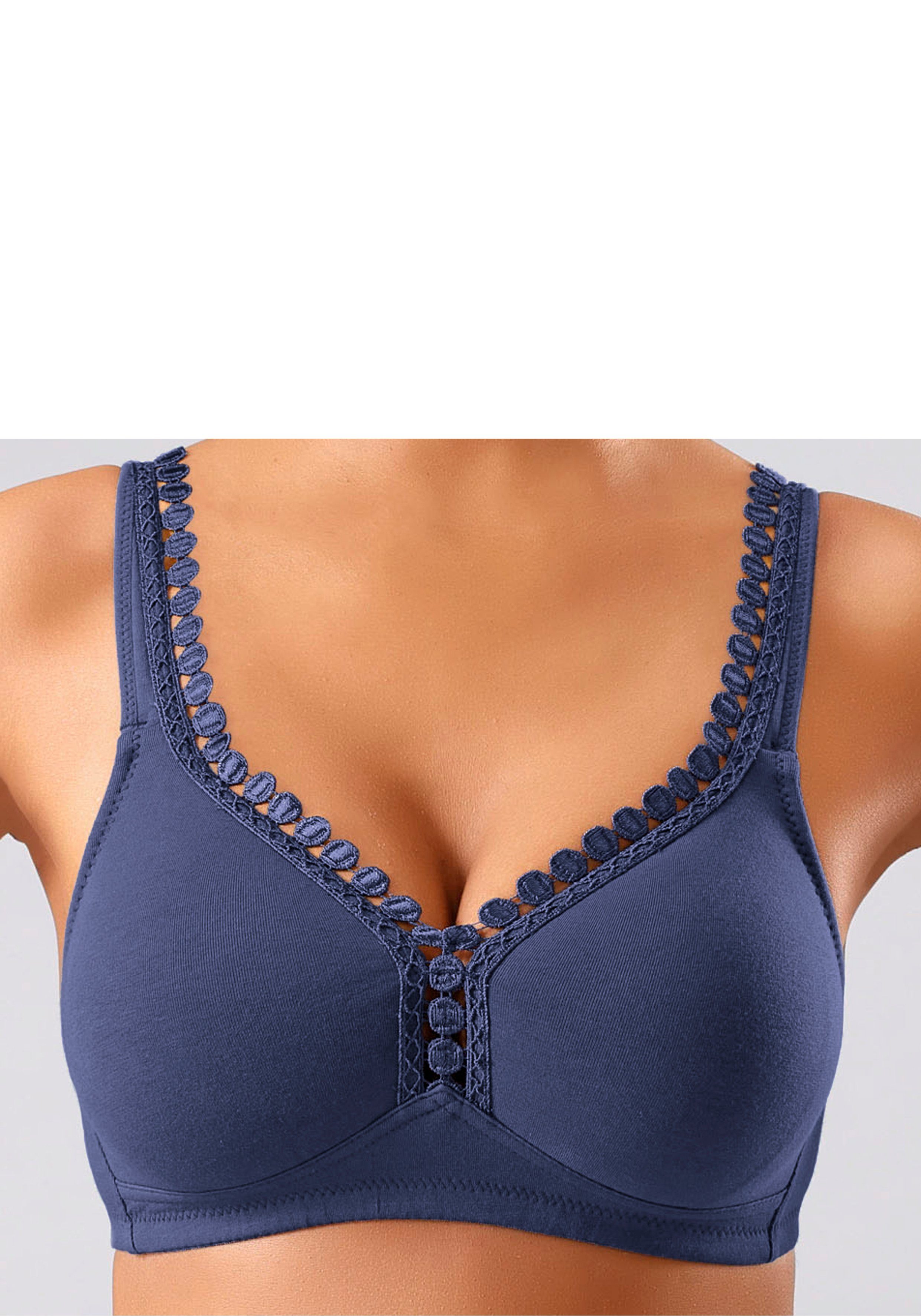 Petite fleur Soft-bh zonder beugels, met decoratieve sierrand (Set van 2)