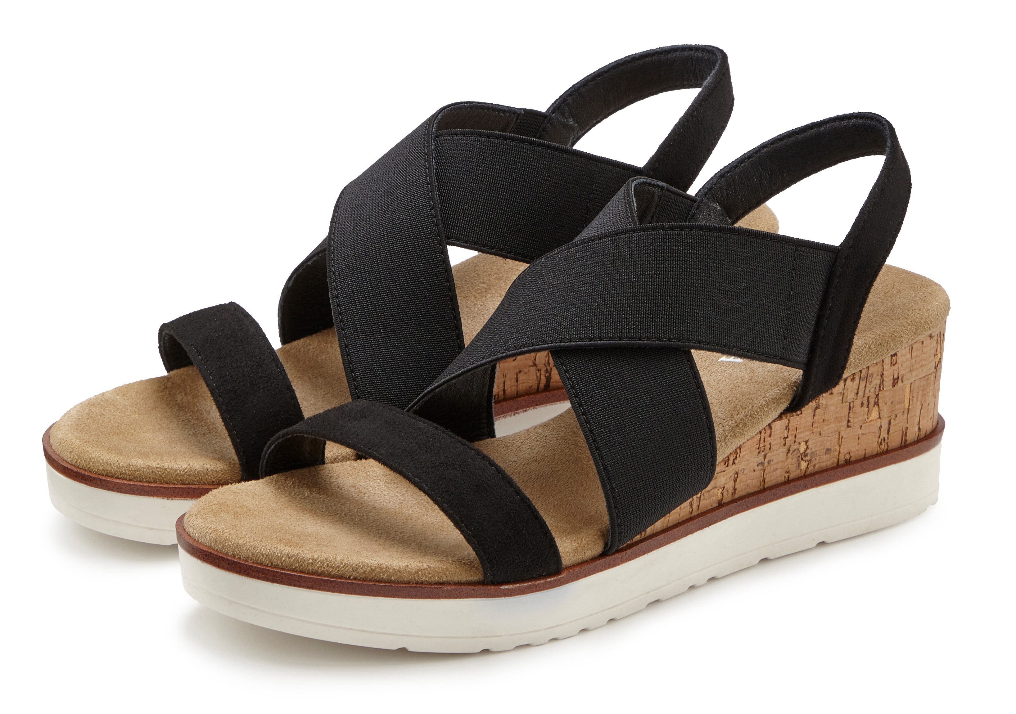 Lascana Sandaaltjes Zomerschoen Sandaal, zomerschoen met sleehak en elastische bandjes VEGAN