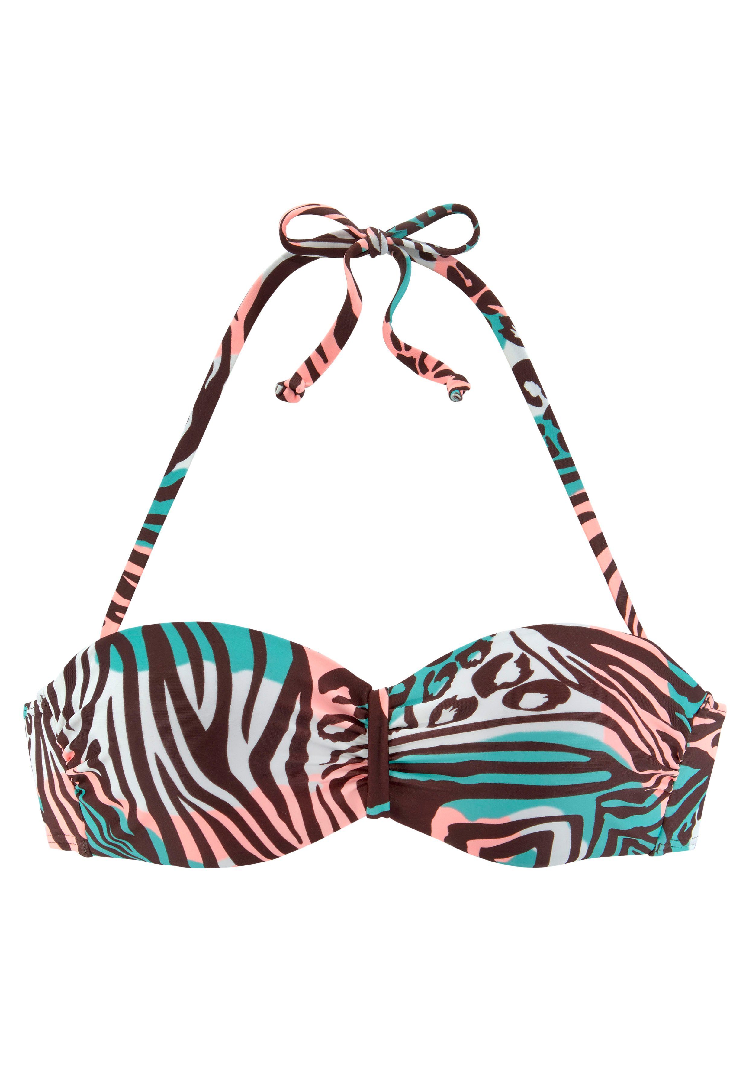 venice beach beugelbikinitop in bandeaumodel maia met trendy animal-print multicolor