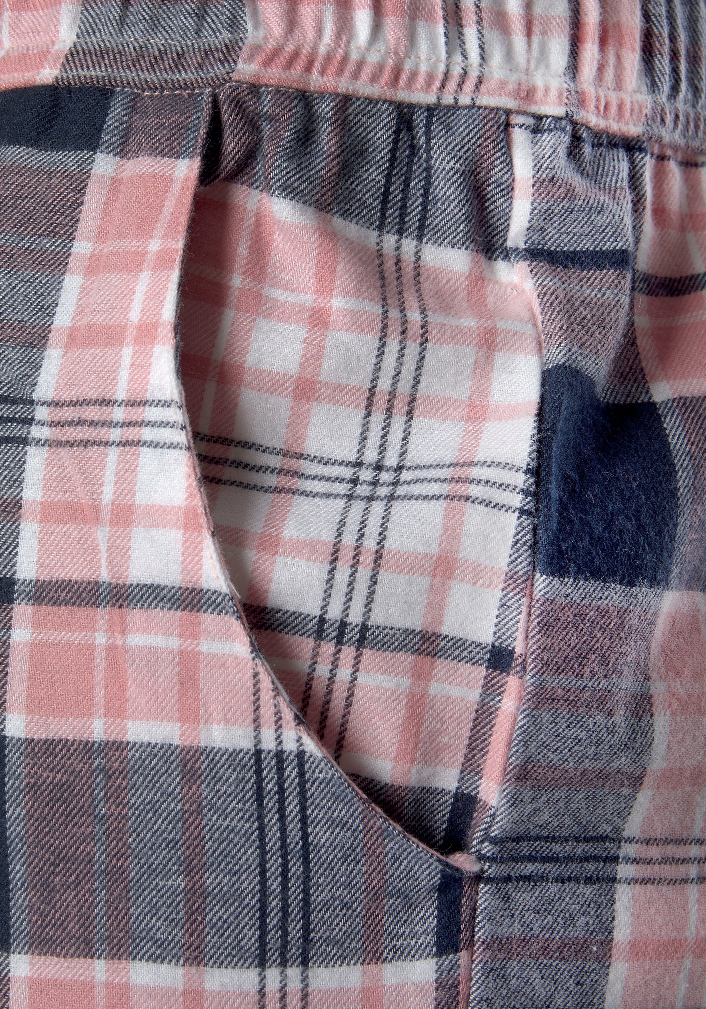 H.I.S Pyjama van flanel met alover ruitpatroon (set, 2-delig)