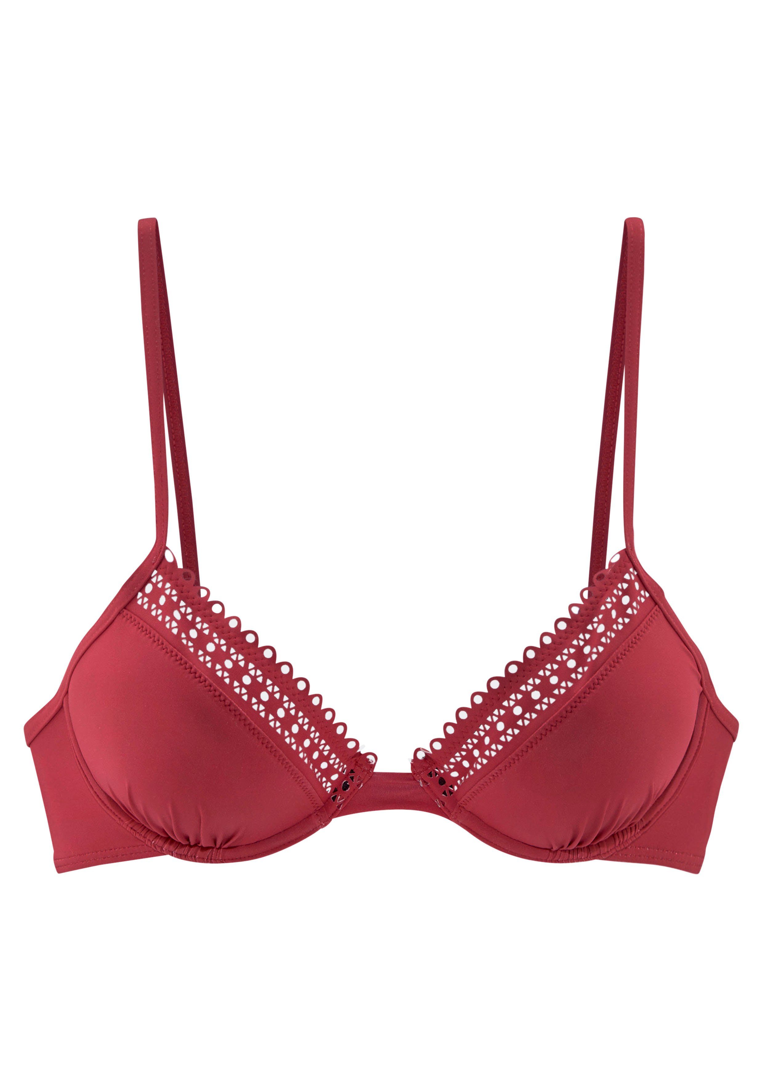s.oliver red label beachwear bikinitop met beugels aiko met gehaakte look rood
