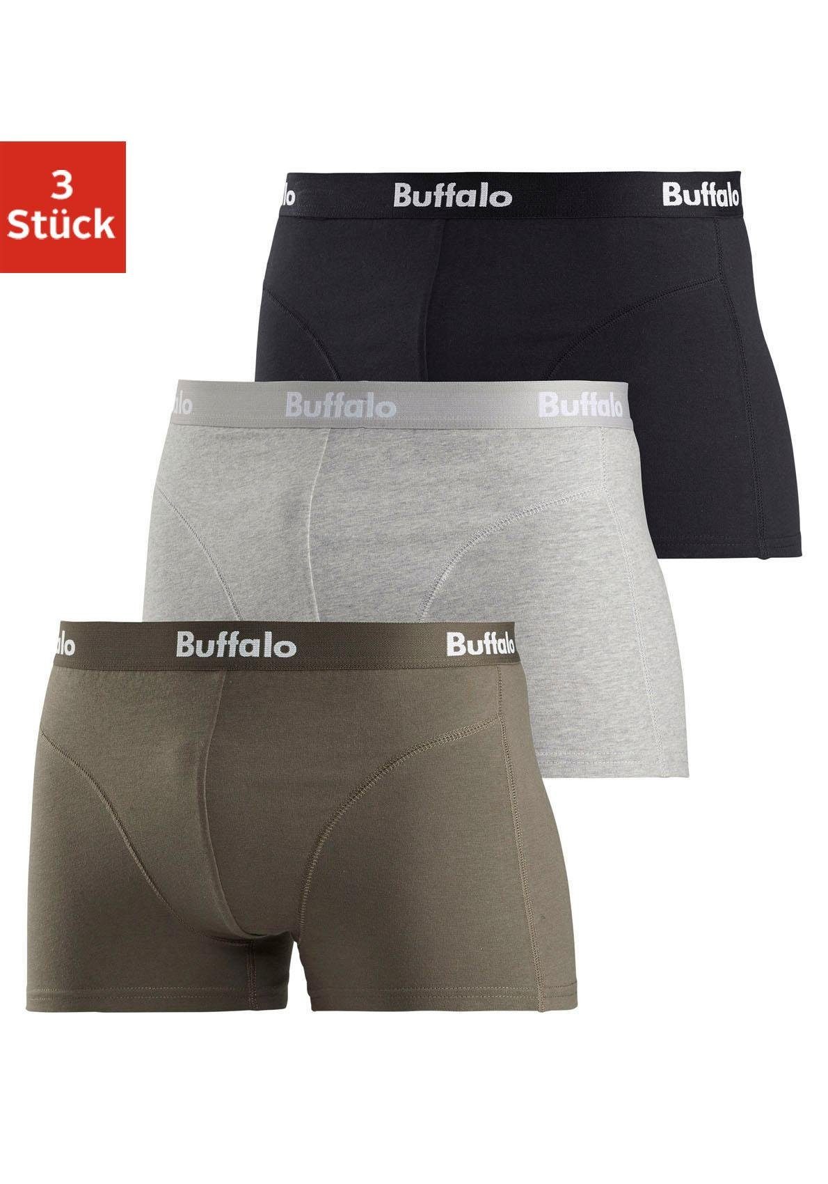 Buffalo Boxershort met overlocknaden voor (set, 3 stuks)