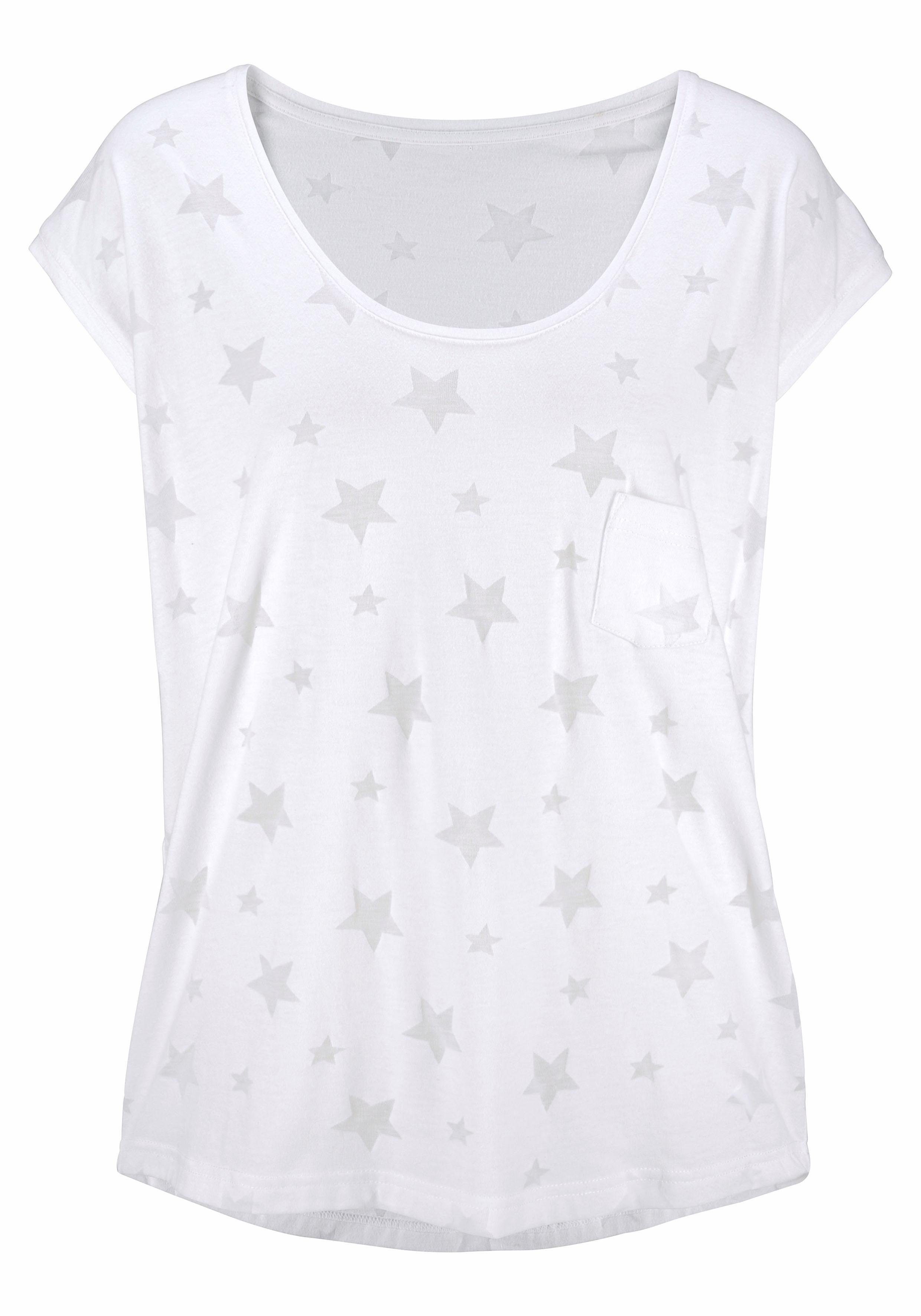 Beachtime Shirt met korte mouwen Met lichtdoorlatende sterren (Set van 2)