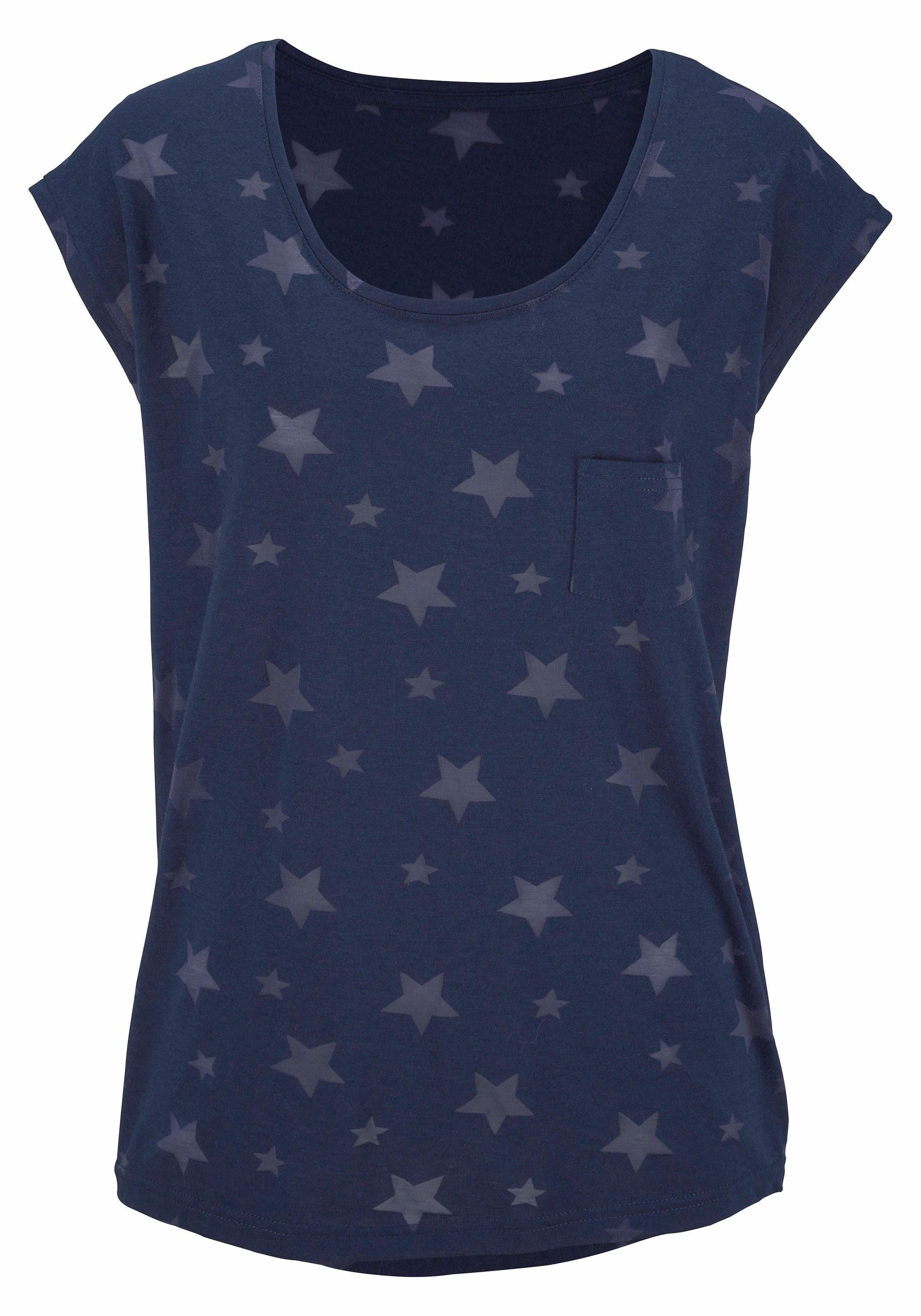 Beachtime Shirt met korte mouwen Met lichtdoorlatende sterren (Set van 2)