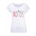 beachtime t-shirt met modieuze gezegden frontprint "adios" wit