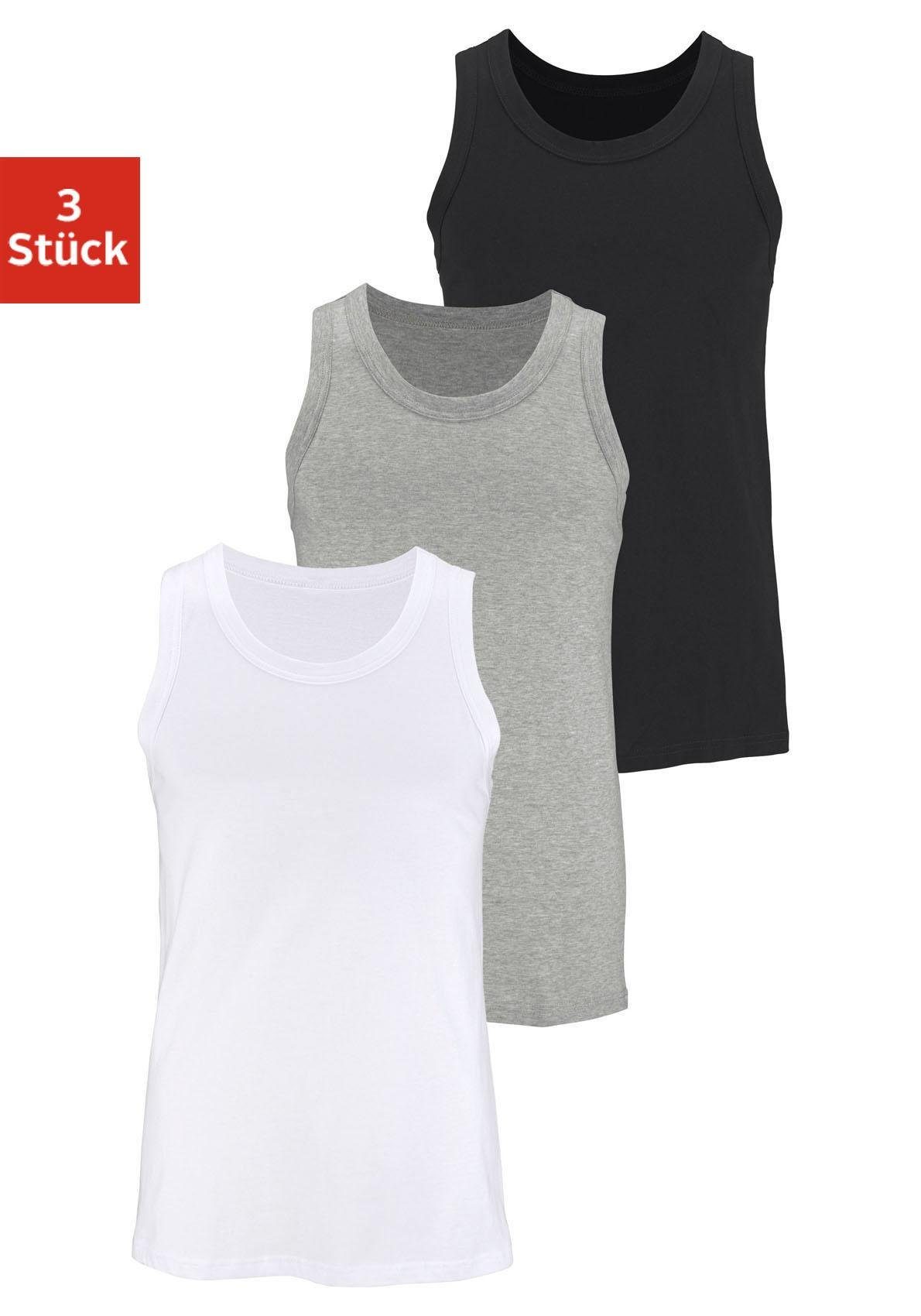 H.I.S Tanktop Onderhemd voor heren met ronde hals van katoen (set, 3-delig)