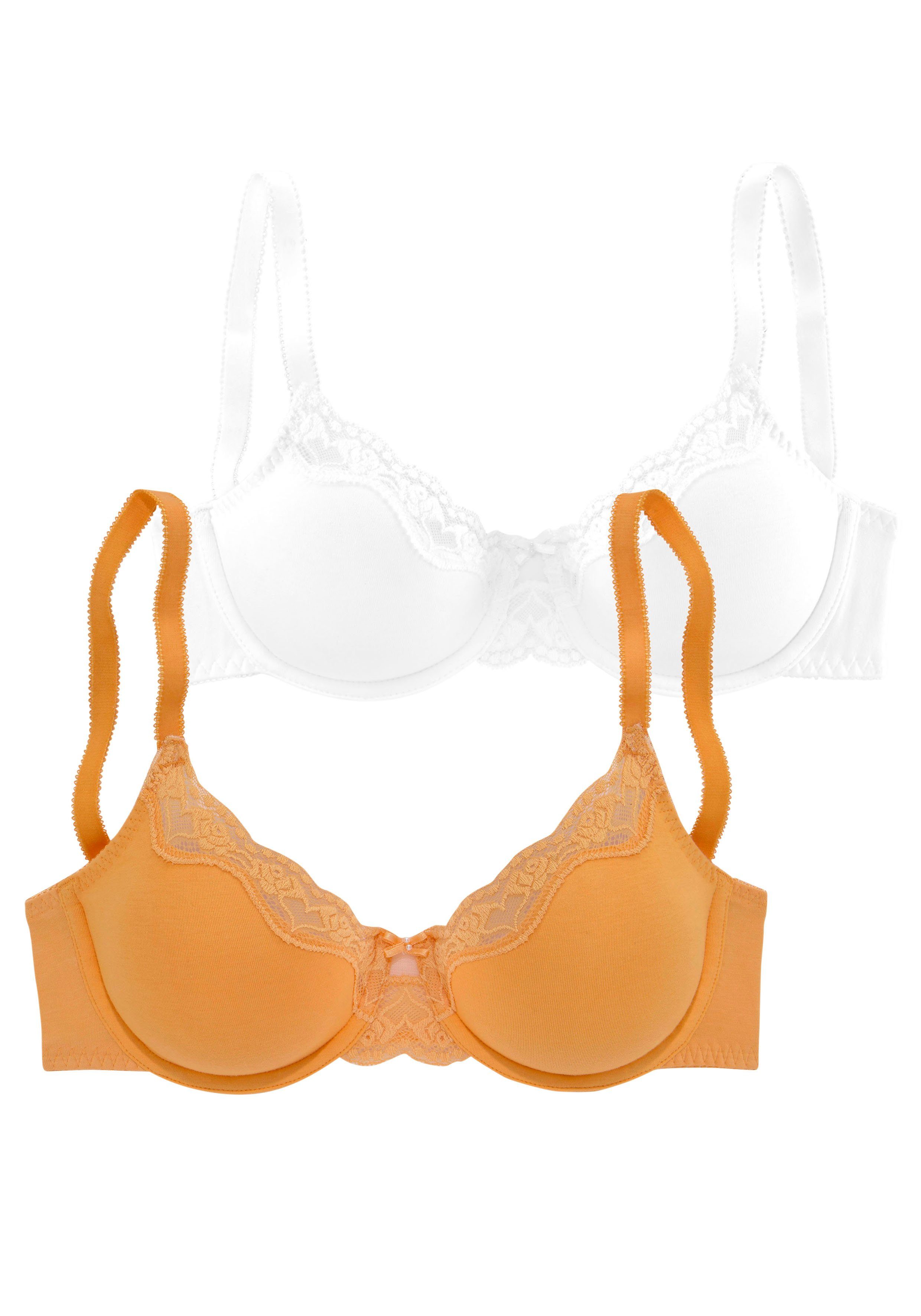 Petite fleur Beugel-bh met fijne jacquard-kant (2-delig, Set van 2) beugel bh's maat 90 E oranje