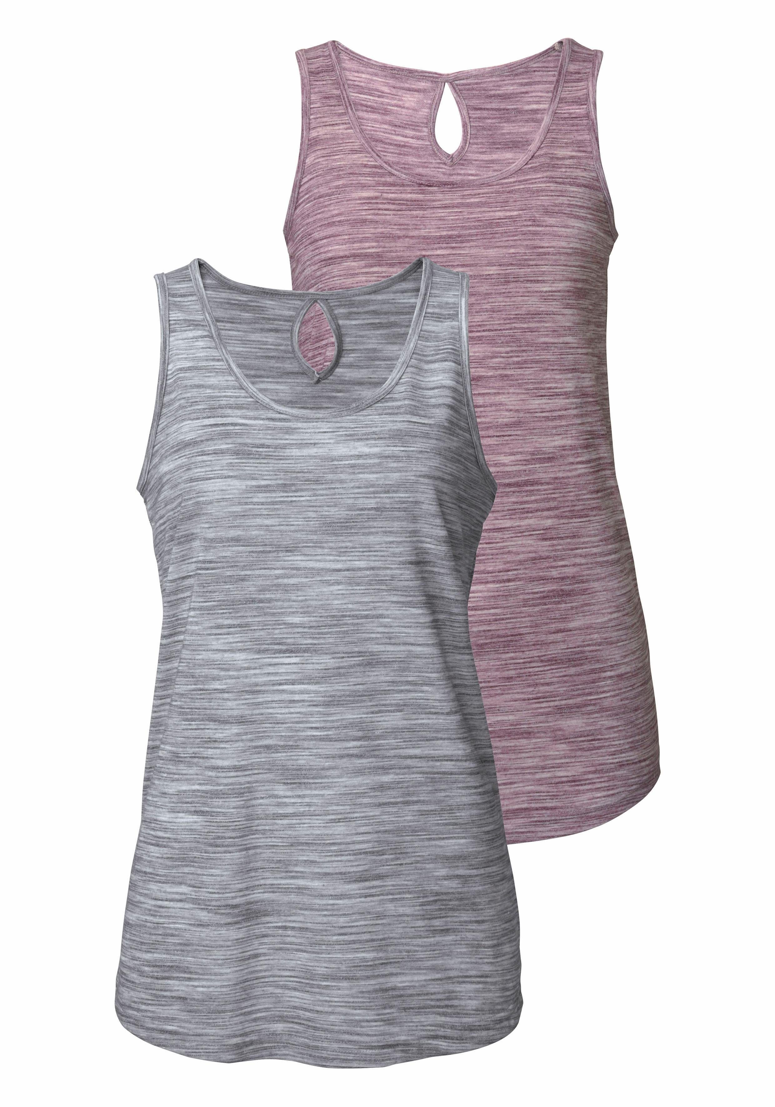 Beachtime Tanktop Met structuureffect in een gemakkelijk te onderhouden kwaliteit (Set van 2) strandtops maat 48/50 paars