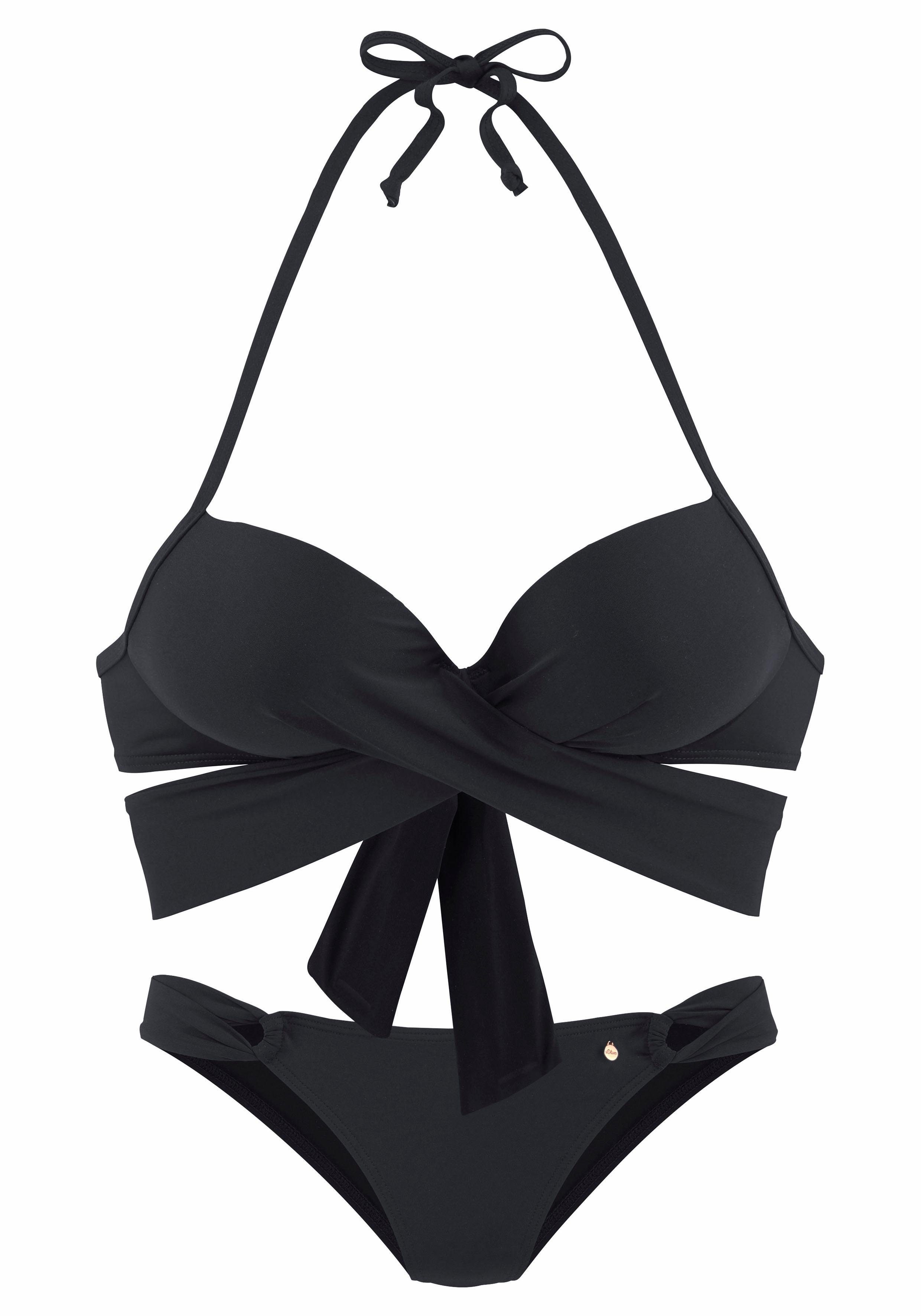 s.Oliver RED LABEL Beachwear Push-upbikini met extra strikbandjes push-up bikini's maat 40 A zwart