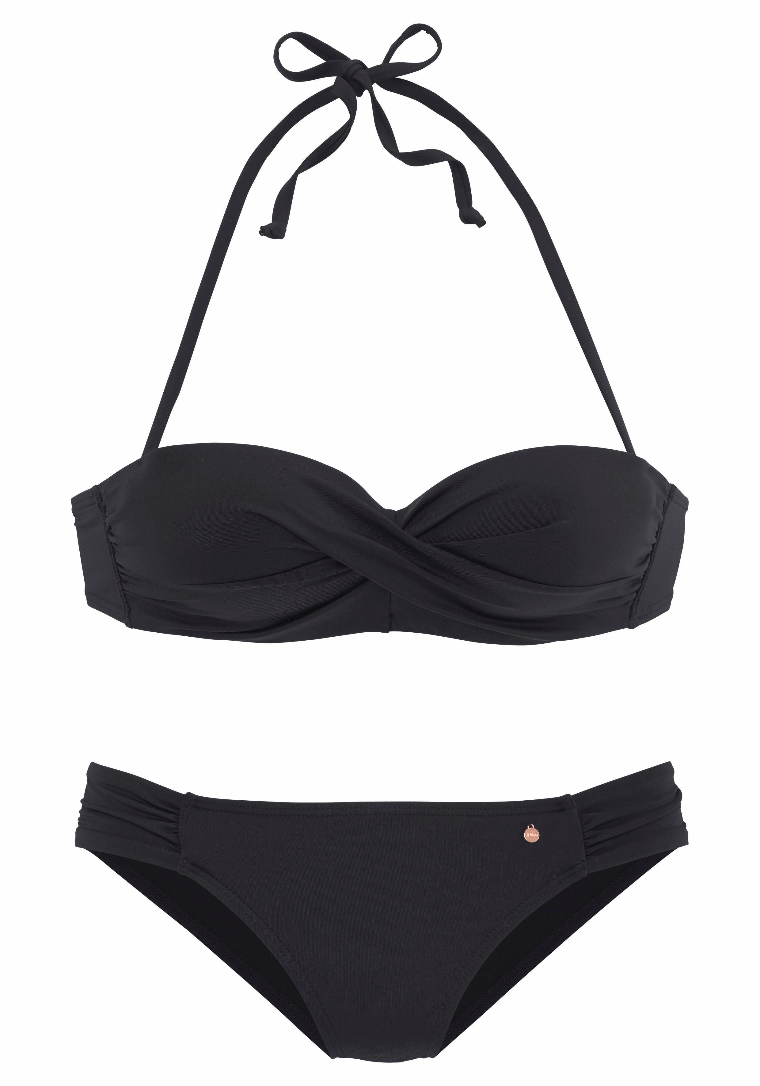 s.Oliver RED LABEL Beachwear Beugelbikini in bandeaumodel met ruches bandeau bikini's maat 34 C zwart