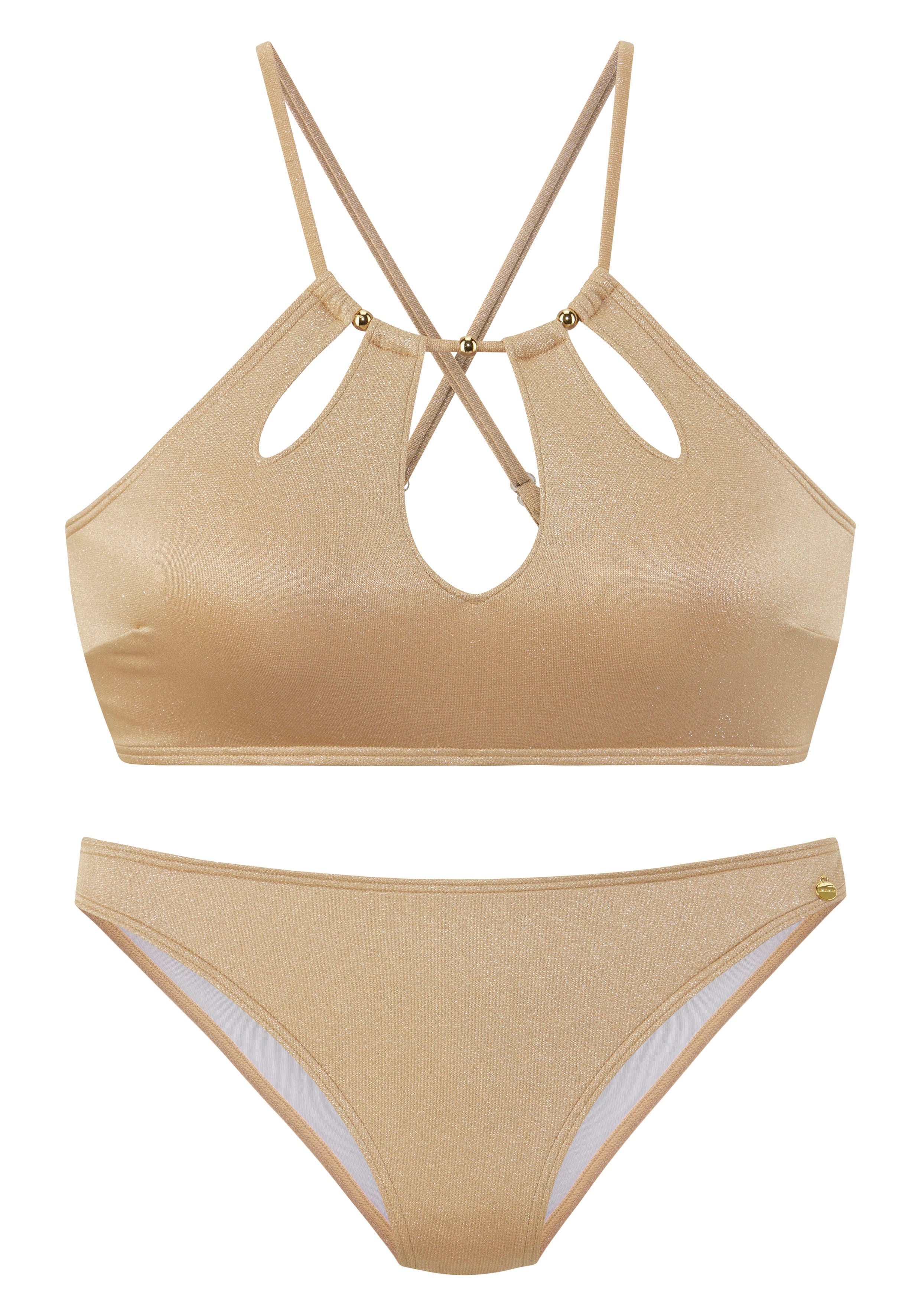 Lascana Bustierbikini Monaco Met sierparels op het decolleté