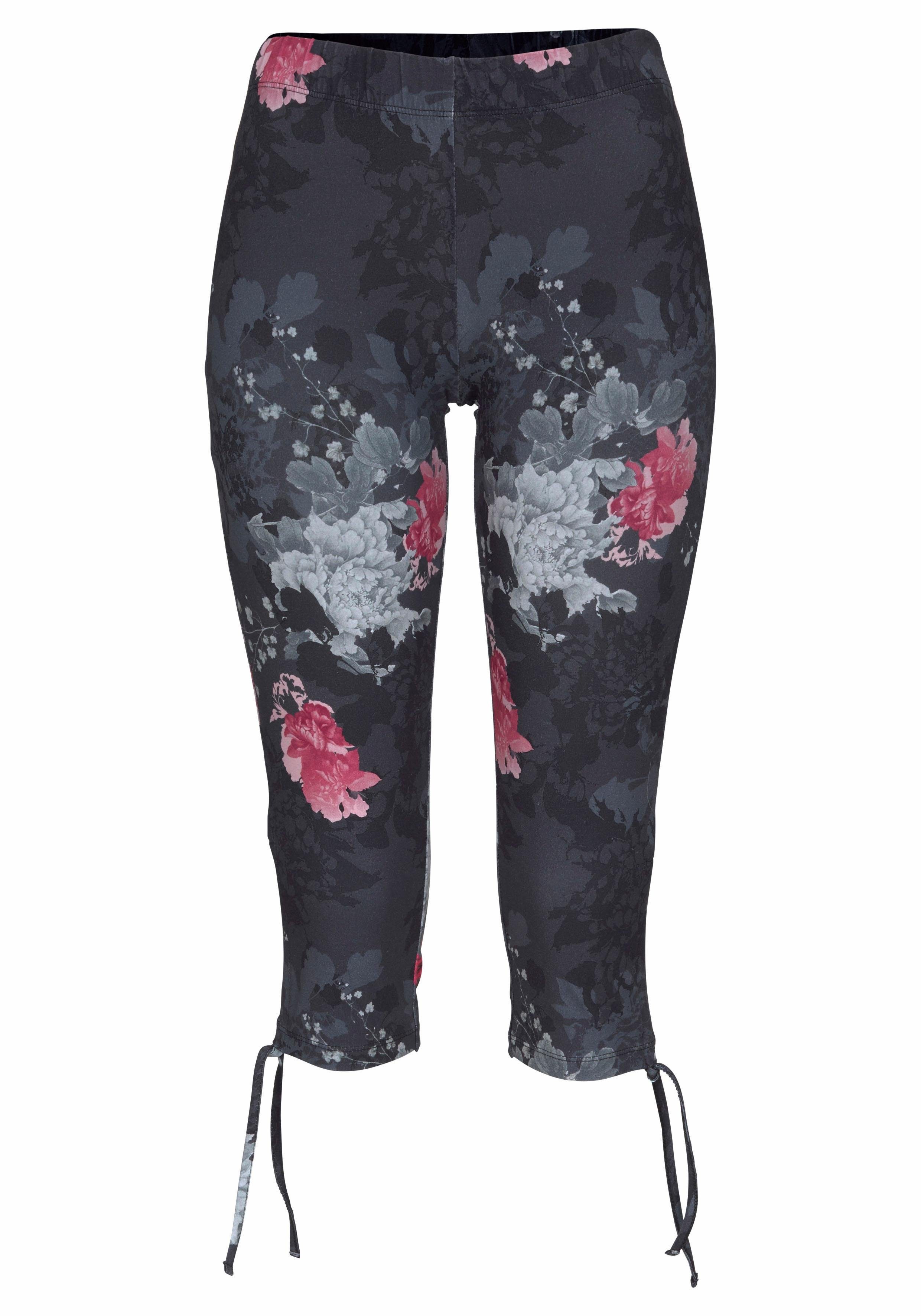 Venice Beach Caprilegging met plooien aan de zijkanten en all-over print, 3/4 lengte, stretch