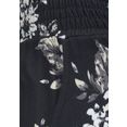 lascana strandbroek met stijlvolle bloemenprint zwart