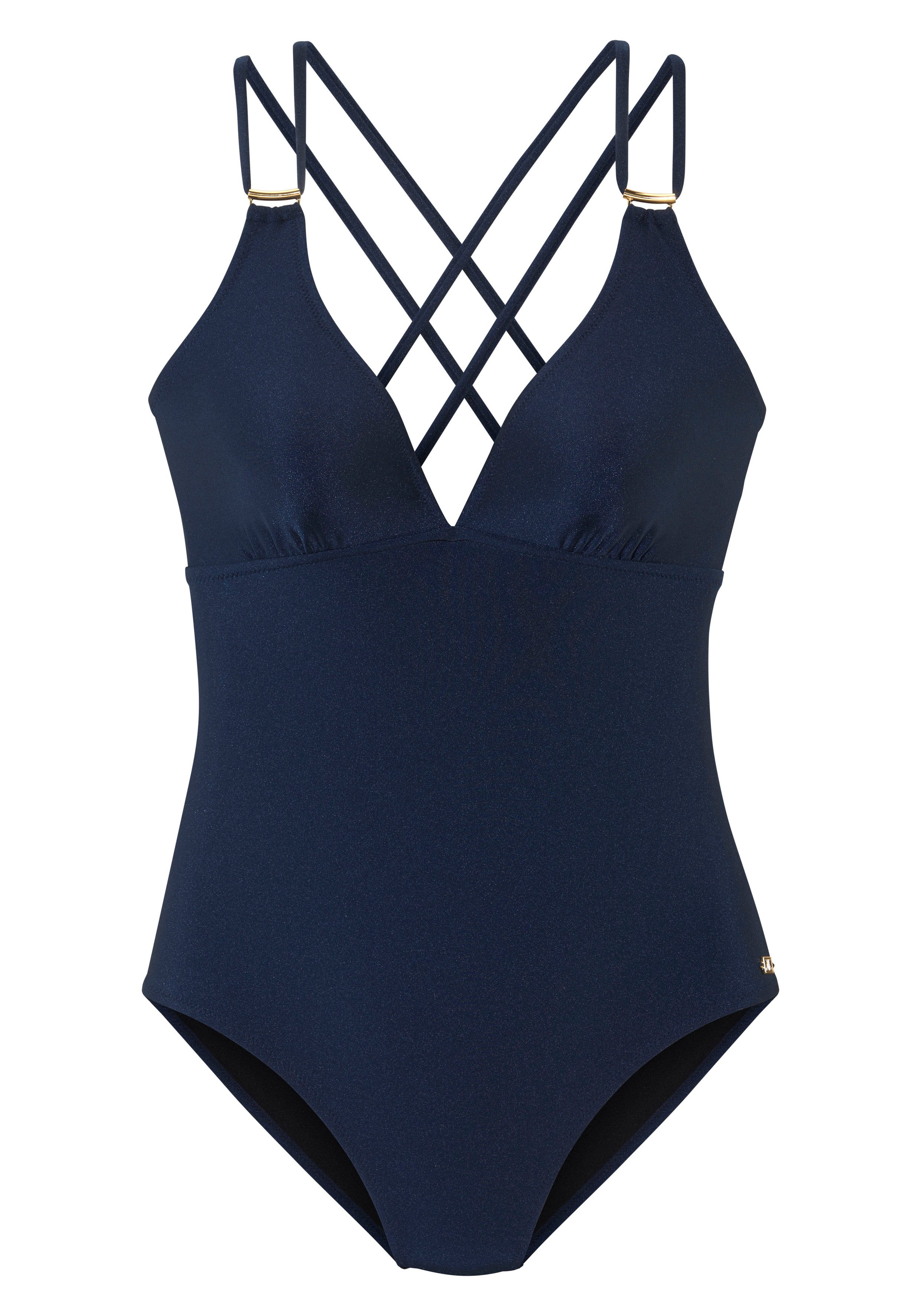 Jette Joop Badpak Giulia met goudkleurige glanzende coating en accessoires