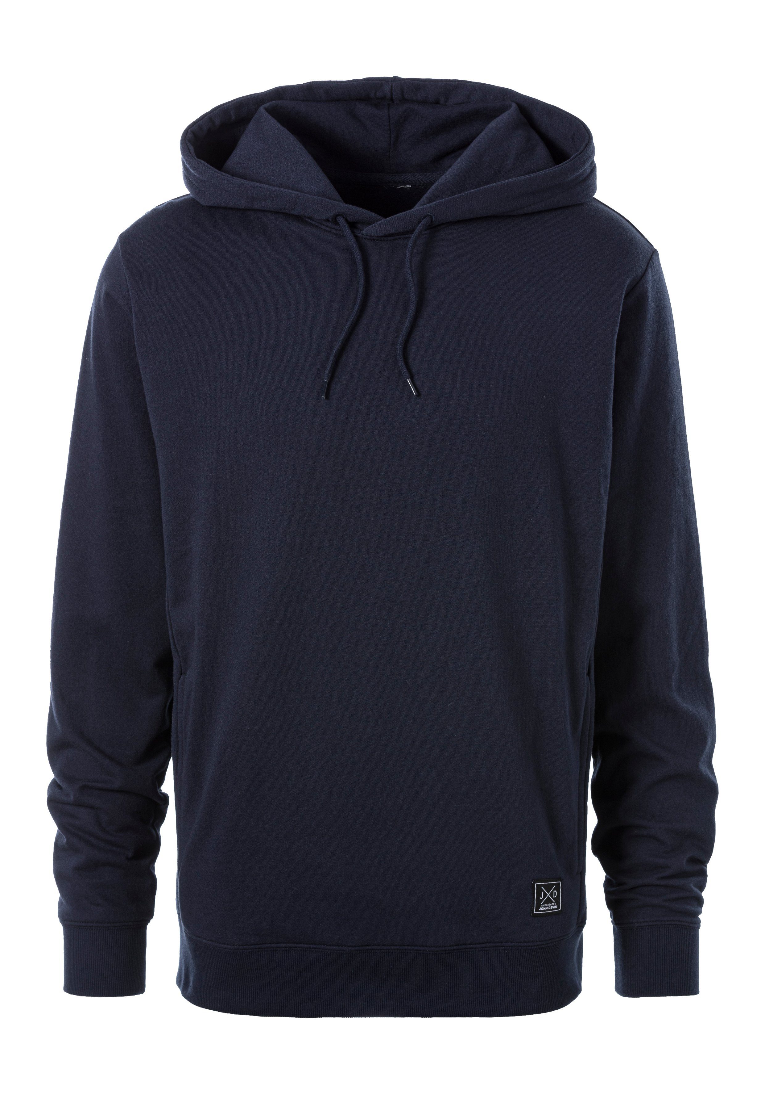 John Devin Hoodie Langarm, sweatshirt met ronde hals en capuchon, katoenmix