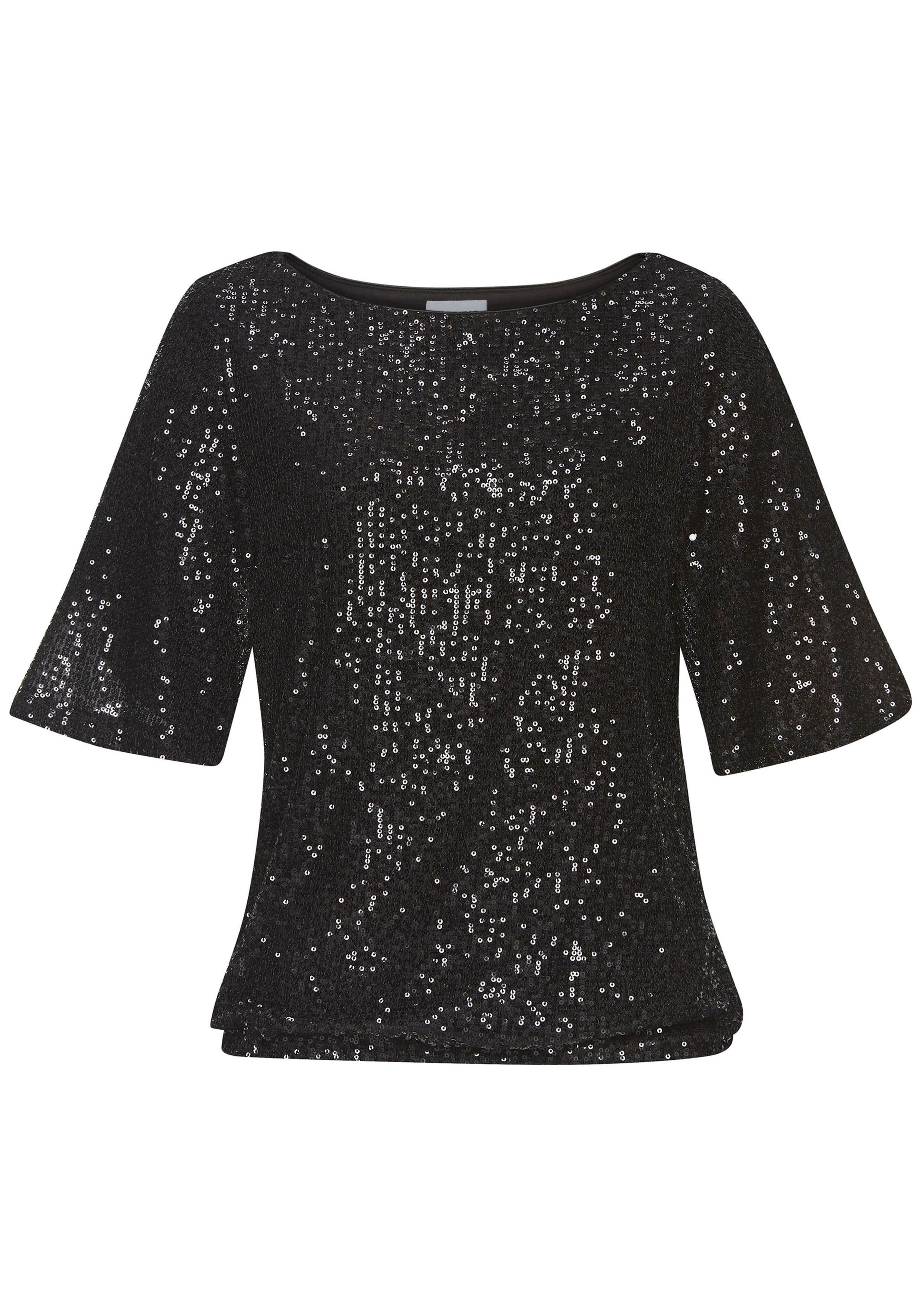 Lascana Shirt met pailletten met wijde mouwen, feestelijk glittershirt, partyshirt