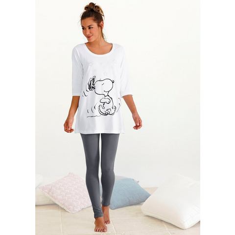NU 15% KORTING: PEANUTS pyjama met legging en casual shirt met Snoopyprint