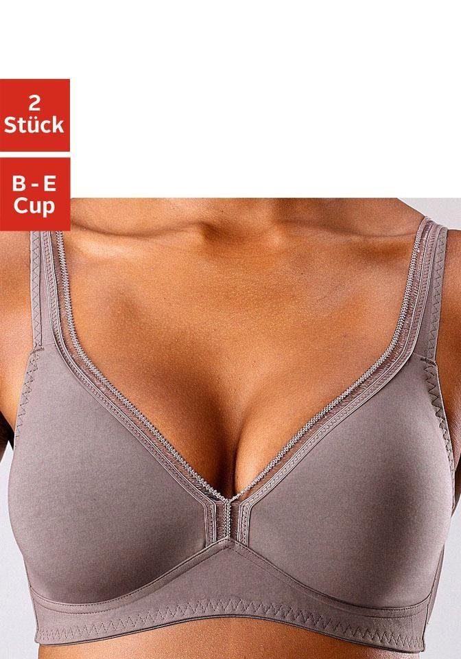 Petite fleur T-shirt-bh zonder beugels van katoen, basic dessous (Set van 2)