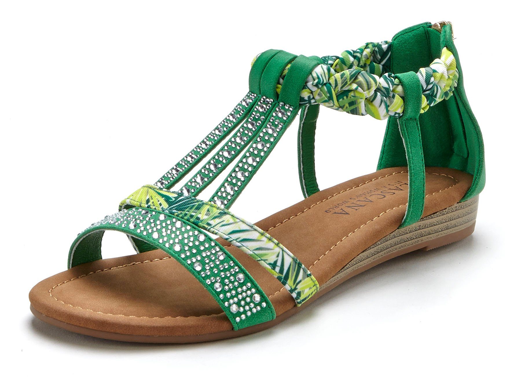 Lascana Sandalen Zomerschoen Sandalette, zomerschoen met versiering en kleine sleehak VEGAN