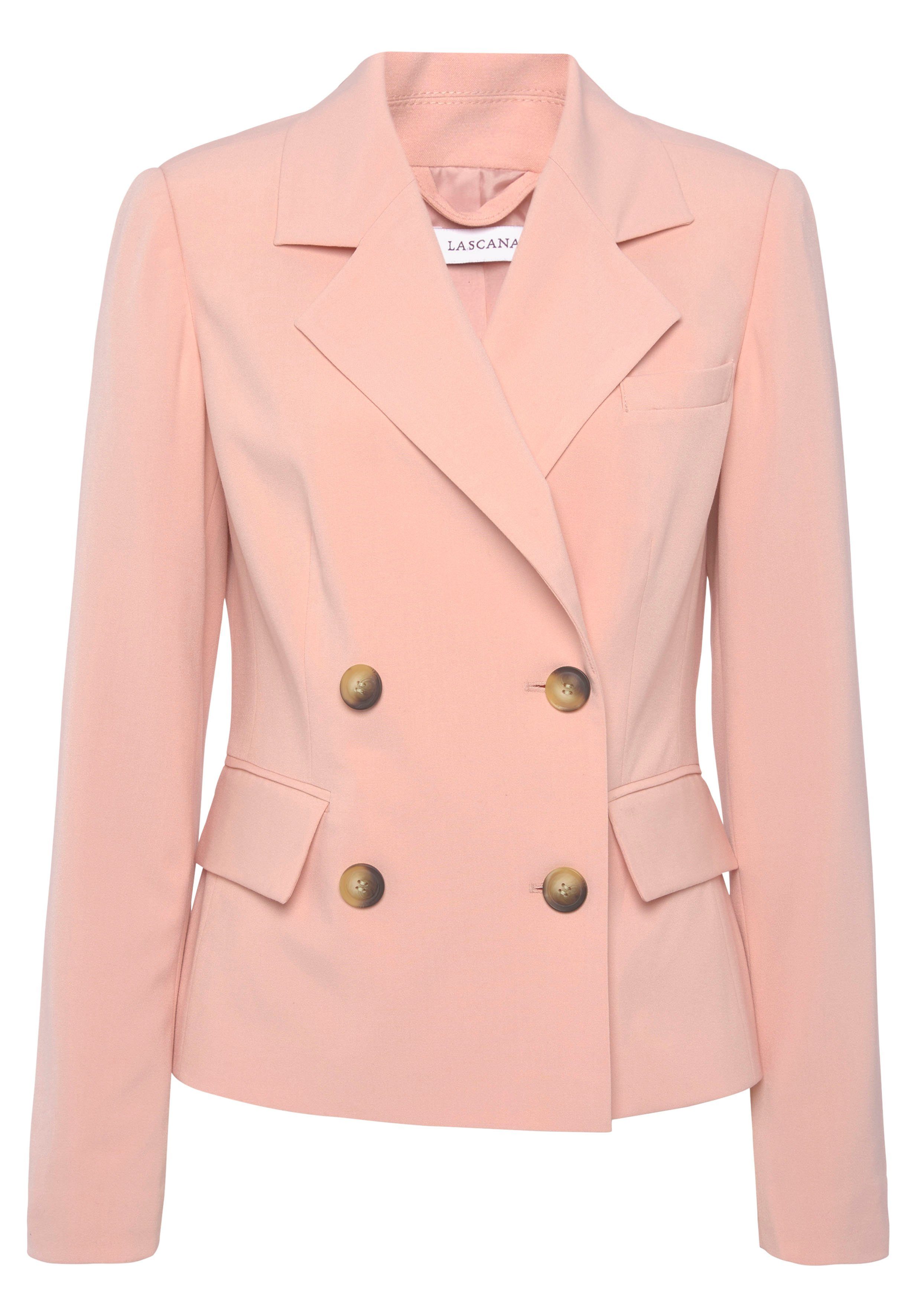 Lascana Korte blazer met dubbele knoopsluiting, damesblazer, sportief-elegant