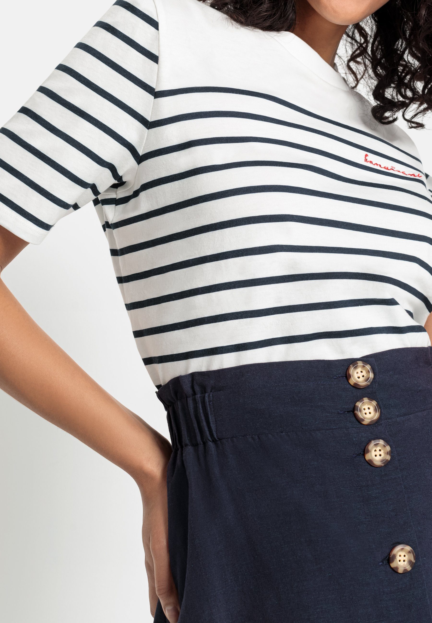 Lascana Zomerrok halflange rok van mix van linnen met knoopsluiting, midi rok, linnen rok