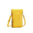 lascana schoudertas modieuze mini-bag, schoudertasje voor de mobiele telefoon met praktisch kijkvenster en afneembaar kwastje geel