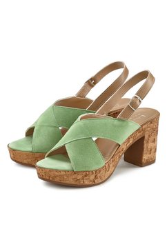 lascana sandaaltjes van leer groen