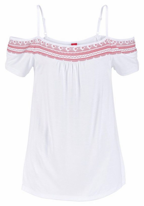s.oliver red label beachwear shirt met geprinte rand wit