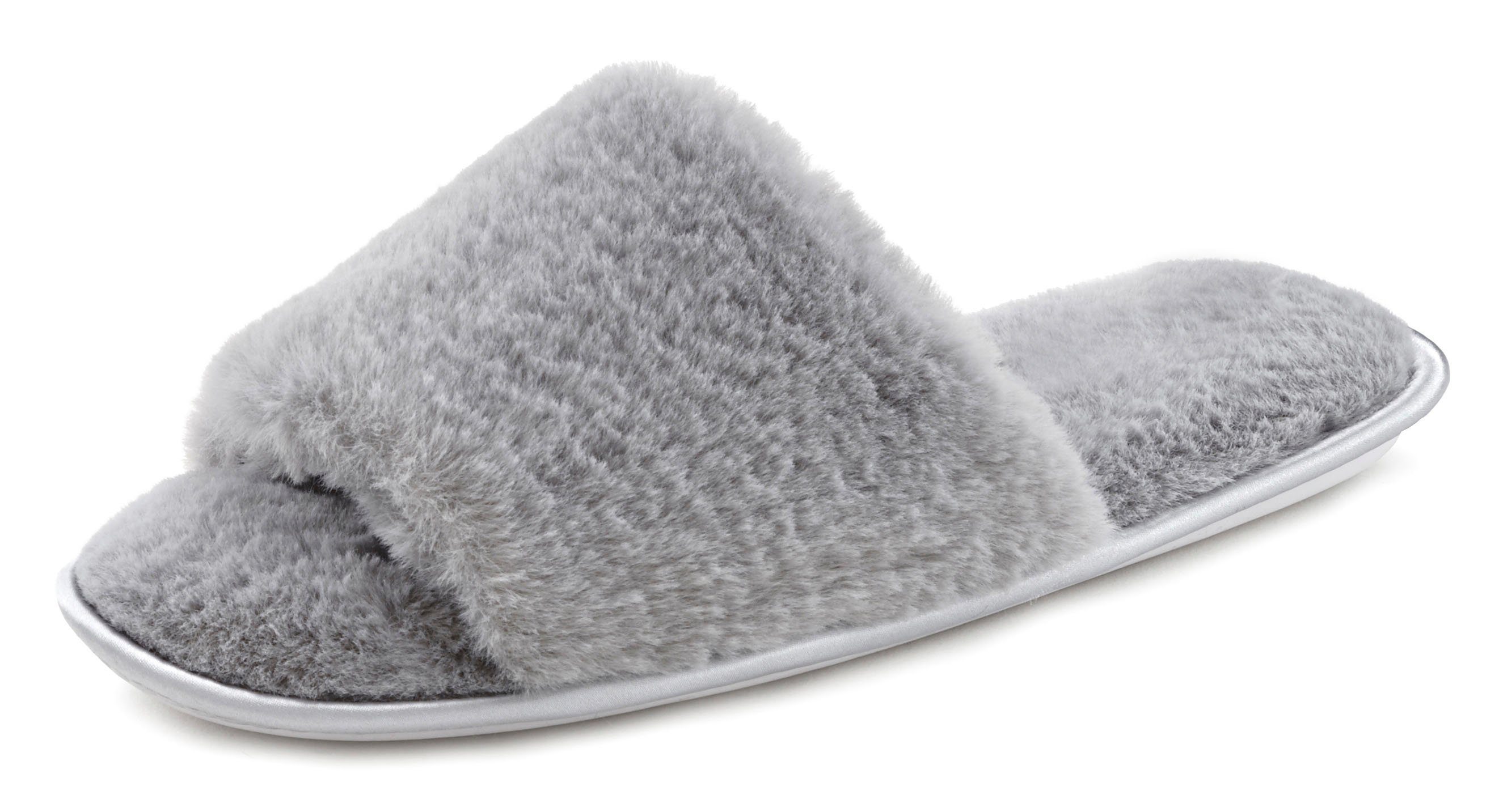 Vivance Slippers Pantoffel, slipper, pantoffel, met knuffelig, warm faux-bont vegan