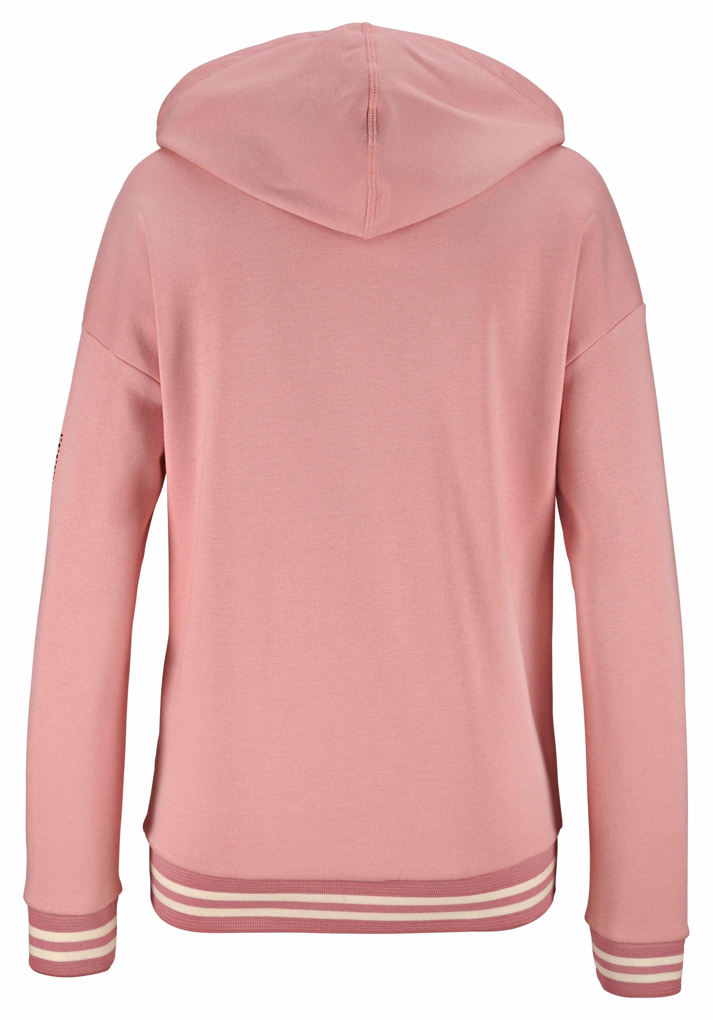 Bench. Capuchonsweatvest met gestreepte boorden en glansprint, loungewear, loungepak