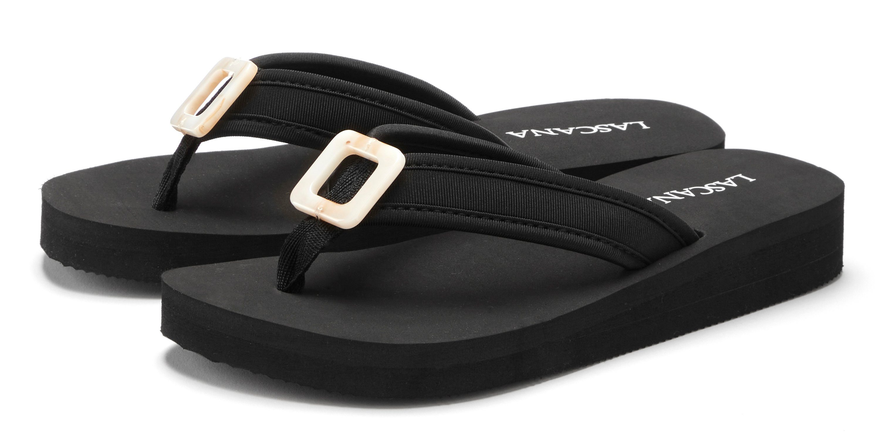 Lascana Badslippers Sandaal, pantoffel, badslipper met decoratieve applicatie VEGAN
