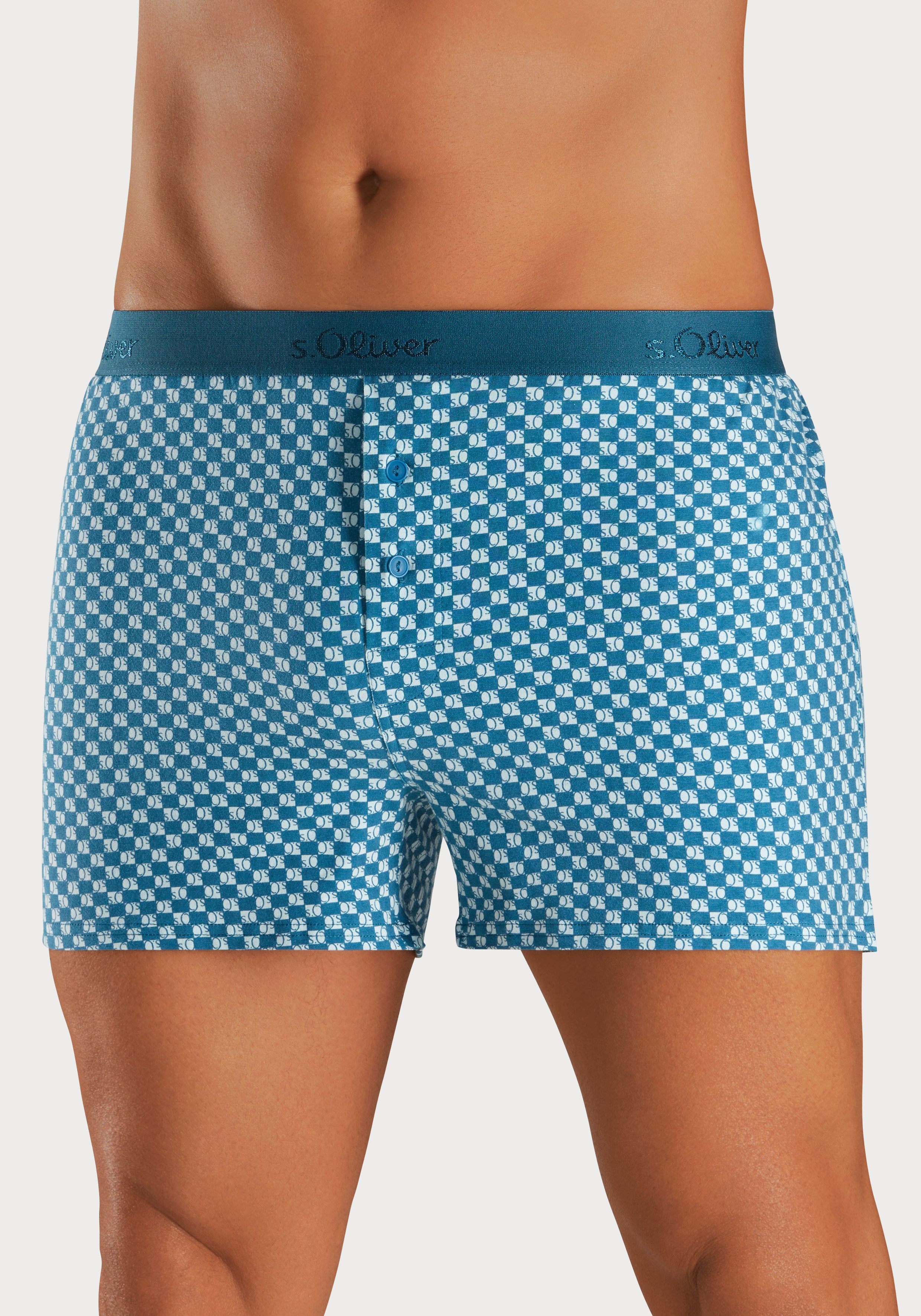 s.Oliver RED LABEL Beachwear Wijde boxershort unikleur en gedessineerd (set, 2 stuks) heren maat M multicolor