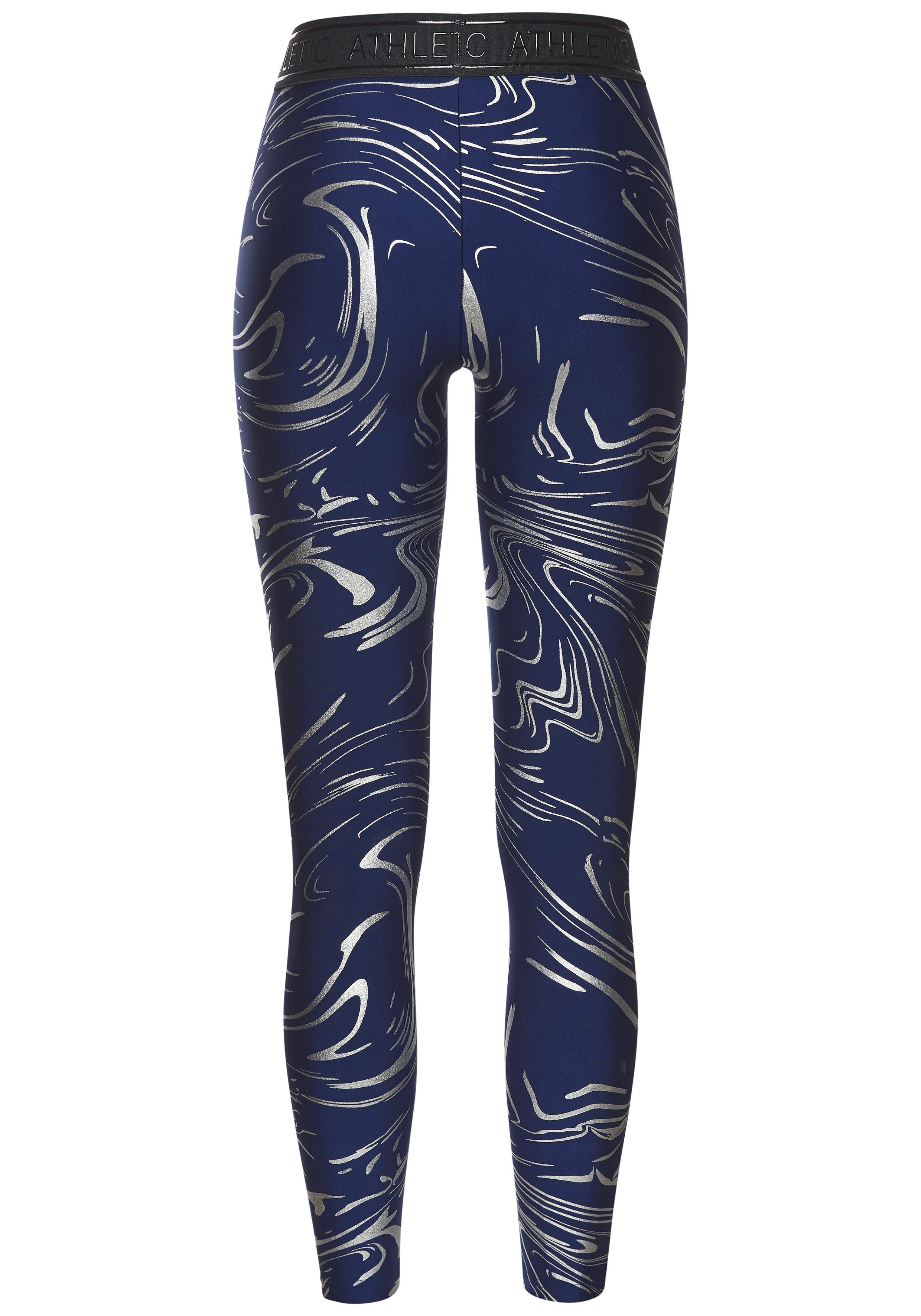 active by Lascana Functionele legging Sportleggings met glanzende print en 3D-tekst