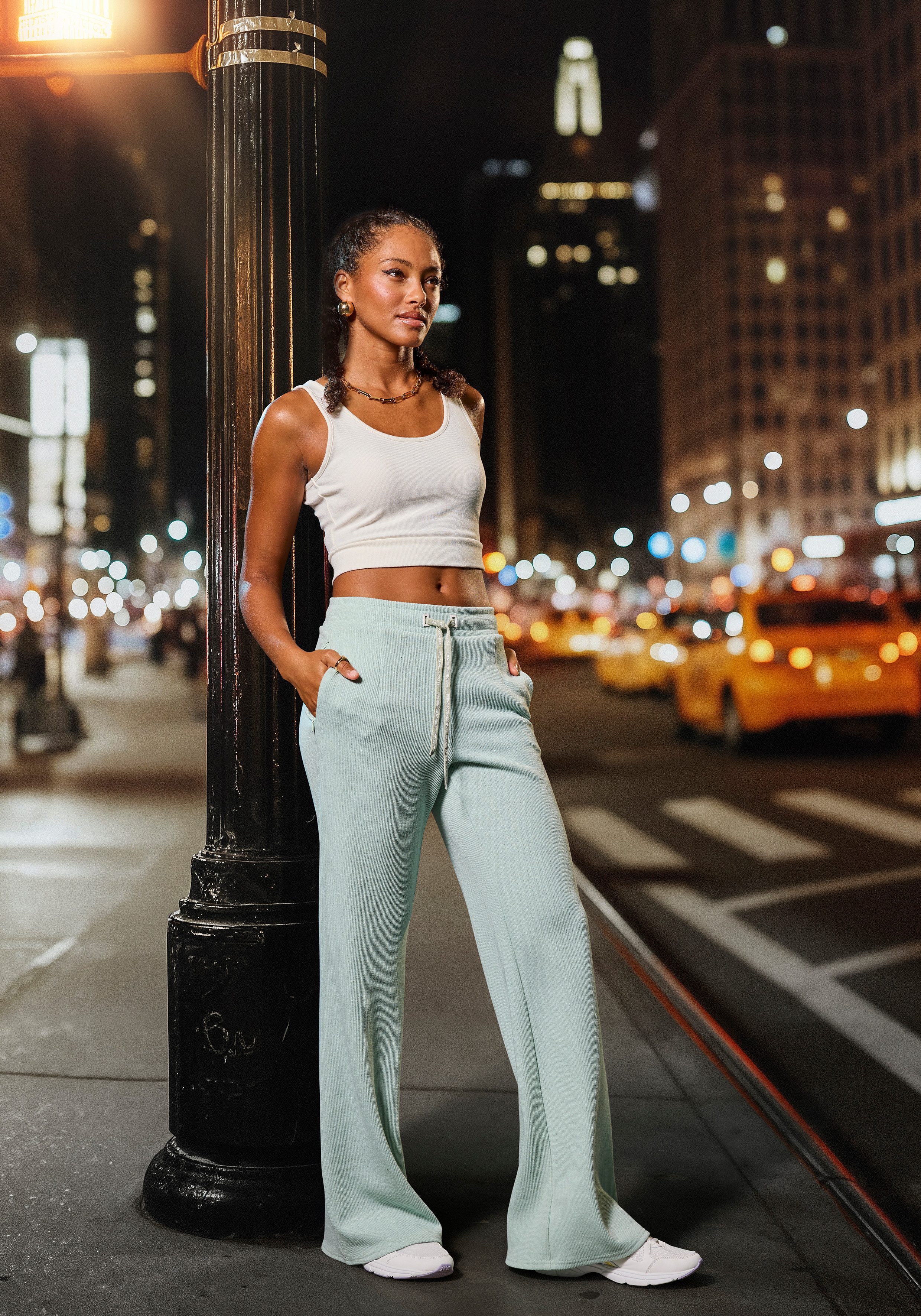 French Connection Loungebroek in geribde tricot-look