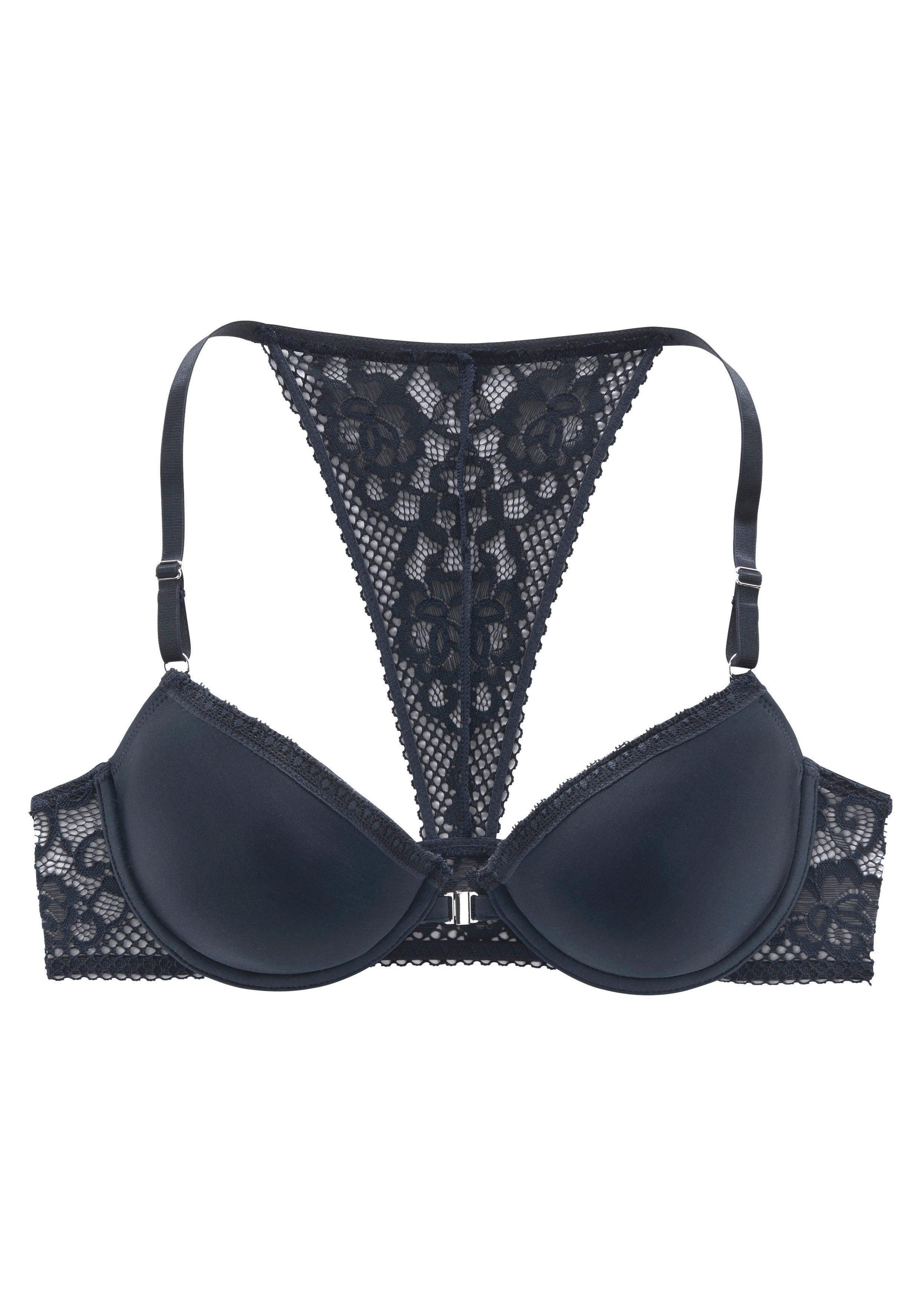 s.Oliver RED LABEL Beachwear Bh met steuncups Lisette met voorsluiting en mooie kanten achterkant, dessous grote cupmaten maat 85 A grijs