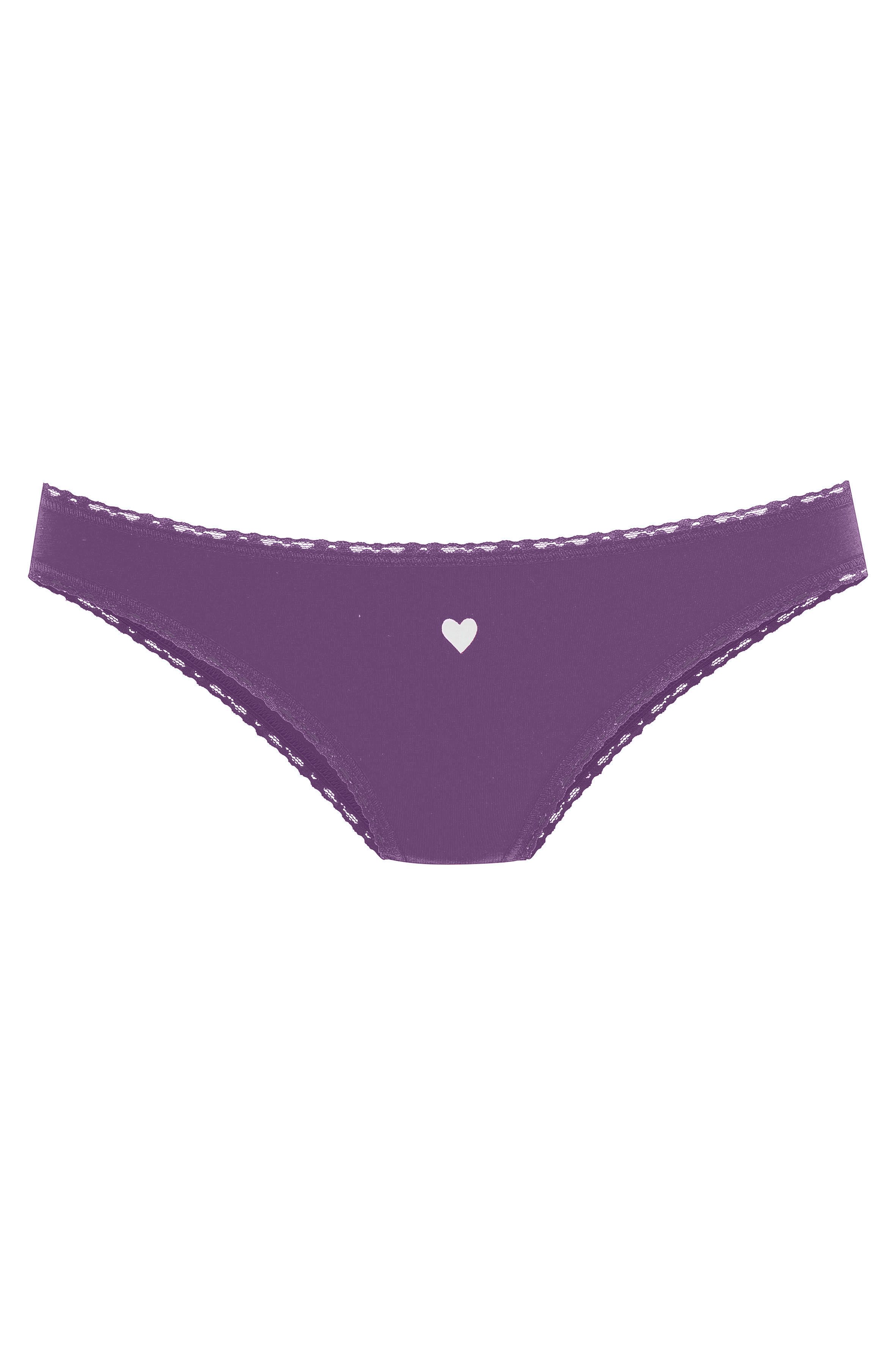 Lascana Brazilian slip met schattige hartjesprints en van elastische katoenkwaliteit (Set van 5)