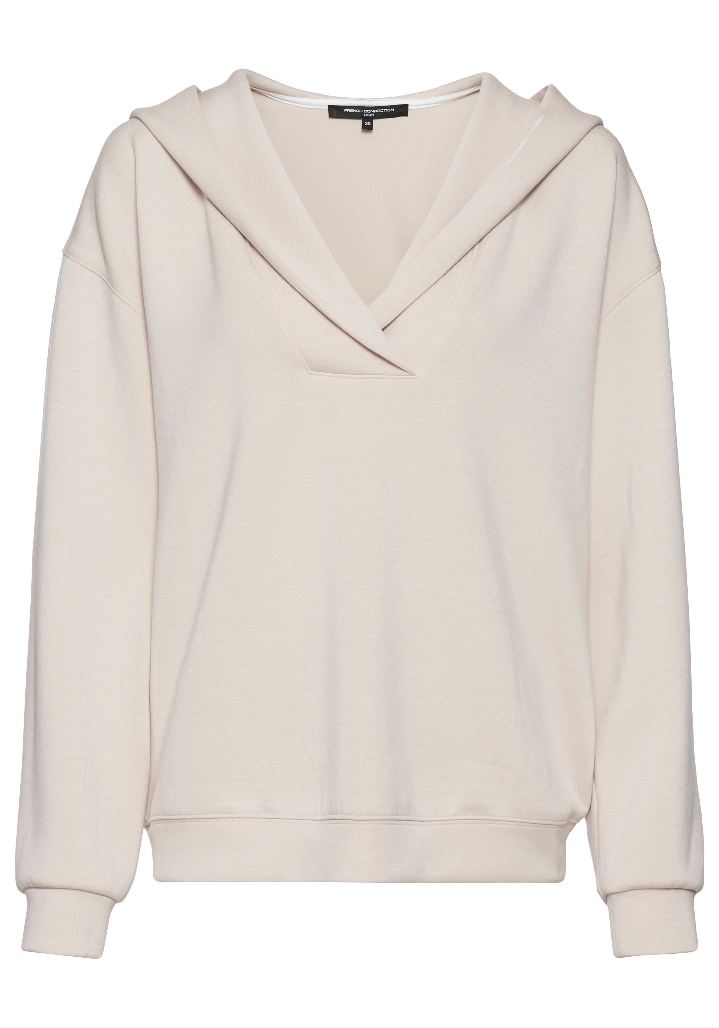 French Connection Hoodie met v-hals en brede kraag, loungewear