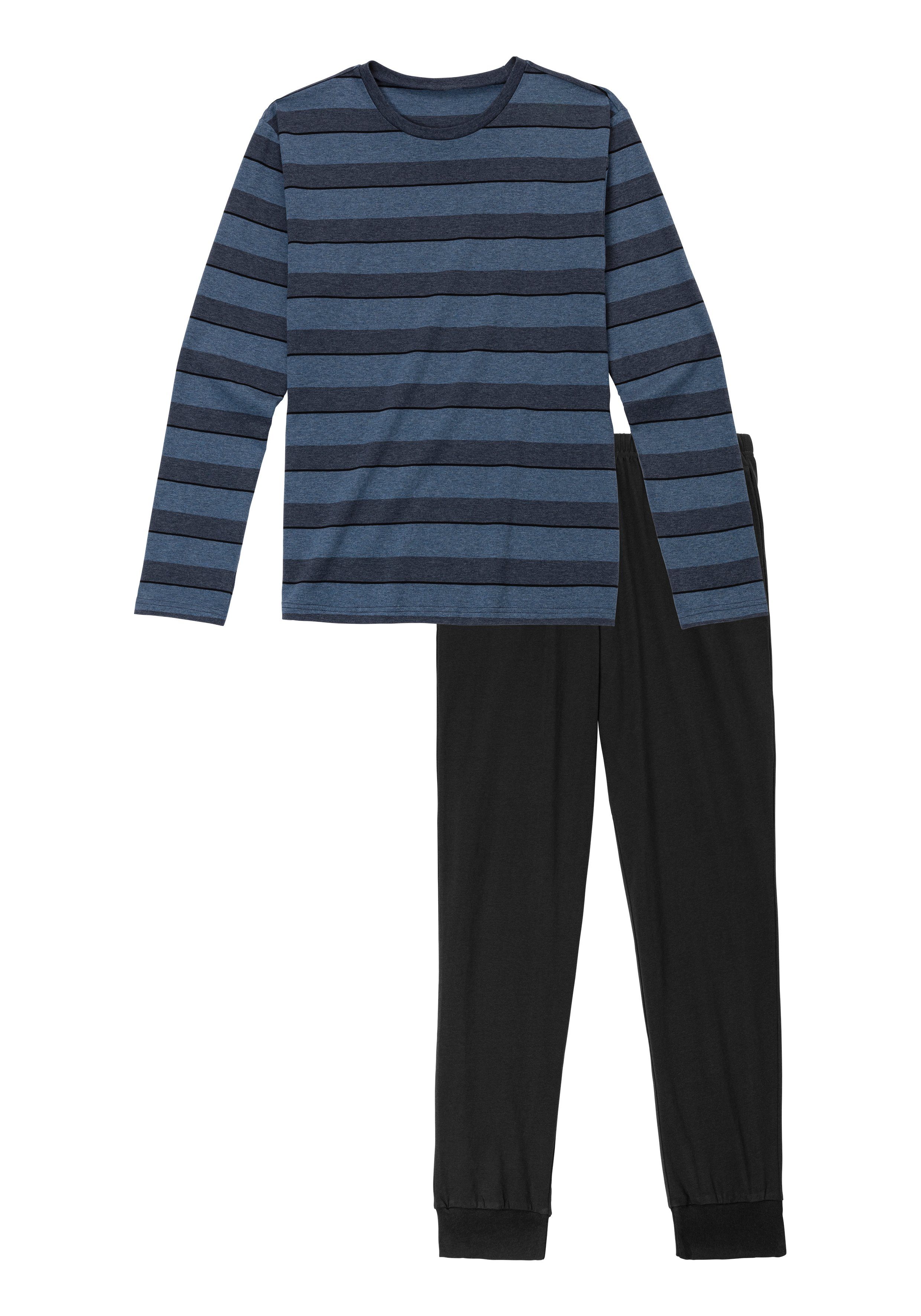 H.I.S Pyjama Pyjama met ingewikkeld gestreept bovenstuk (2-delig, 1 stuk)