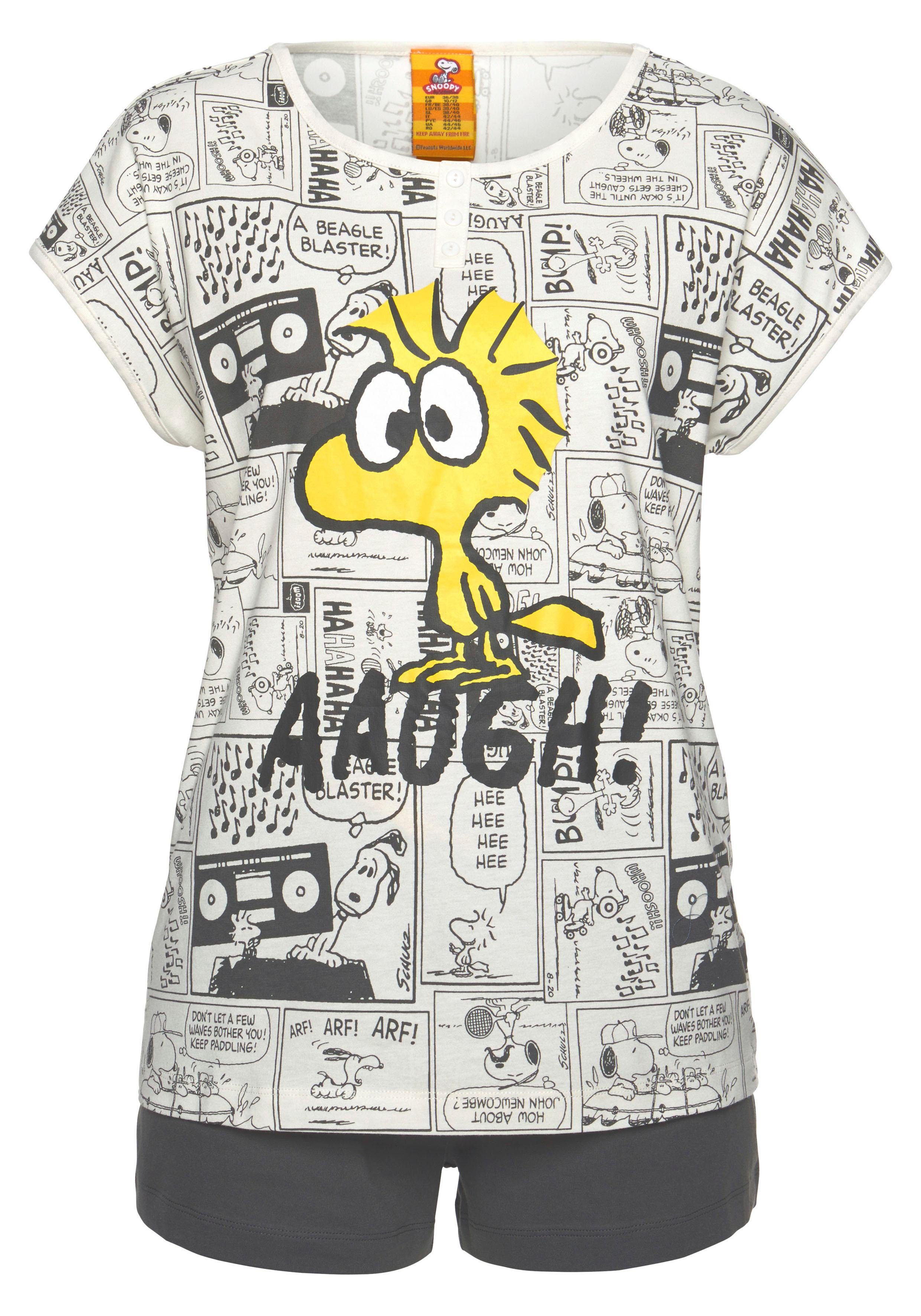 Peanuts Shortama met woodstock-comic-print (2-delig, 1 stuk)