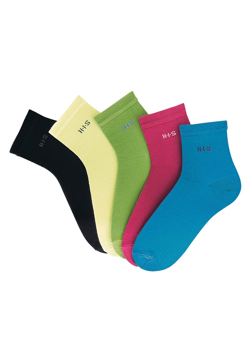 H.I.S Korte sokken met boord boven de enkel (set, 5 paar) sokken maat 35-38 multicolor