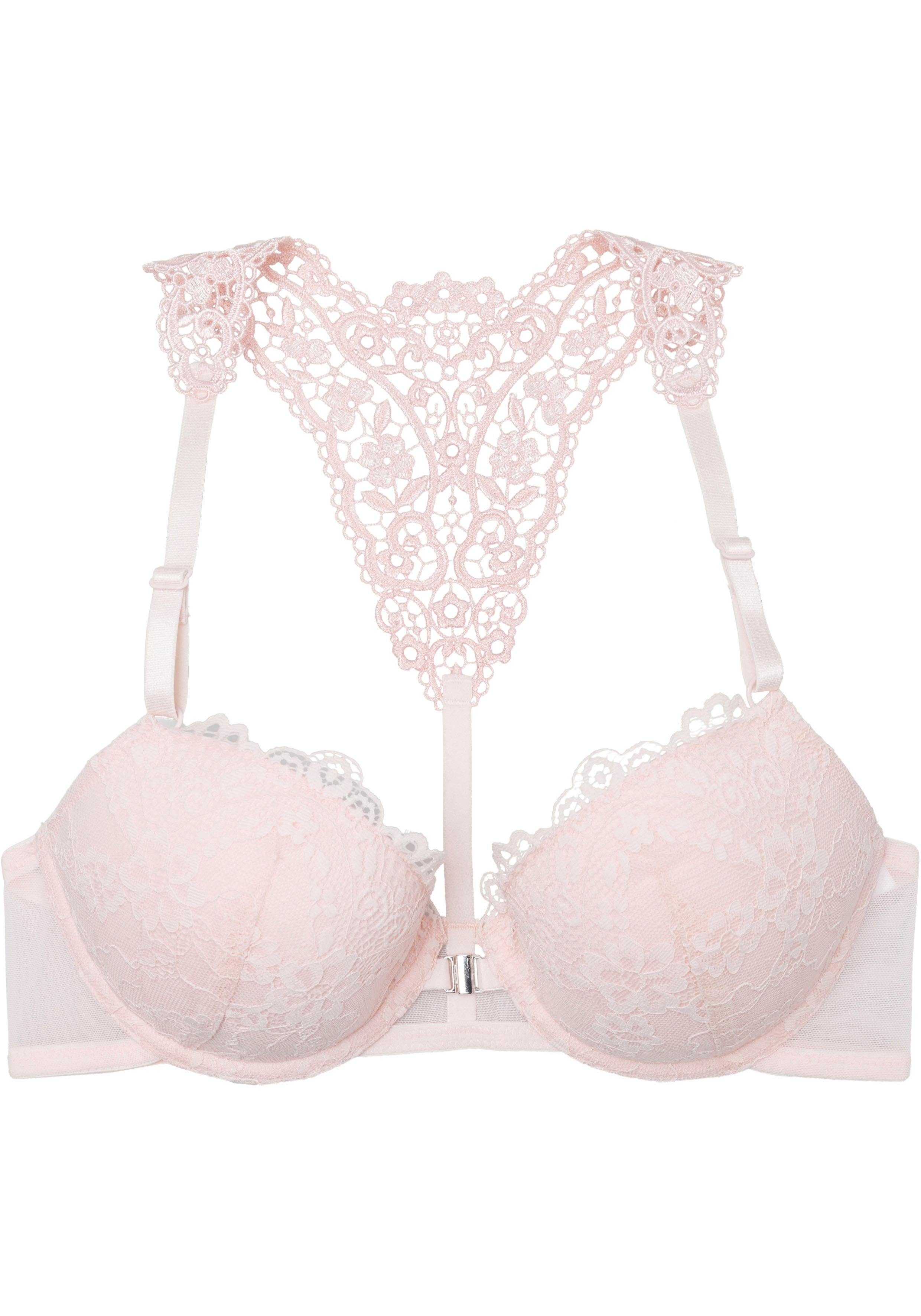 Lascana Push-up-bh MELISSA met voorsluiting & kanten achterkant van borduursel, ondergoed