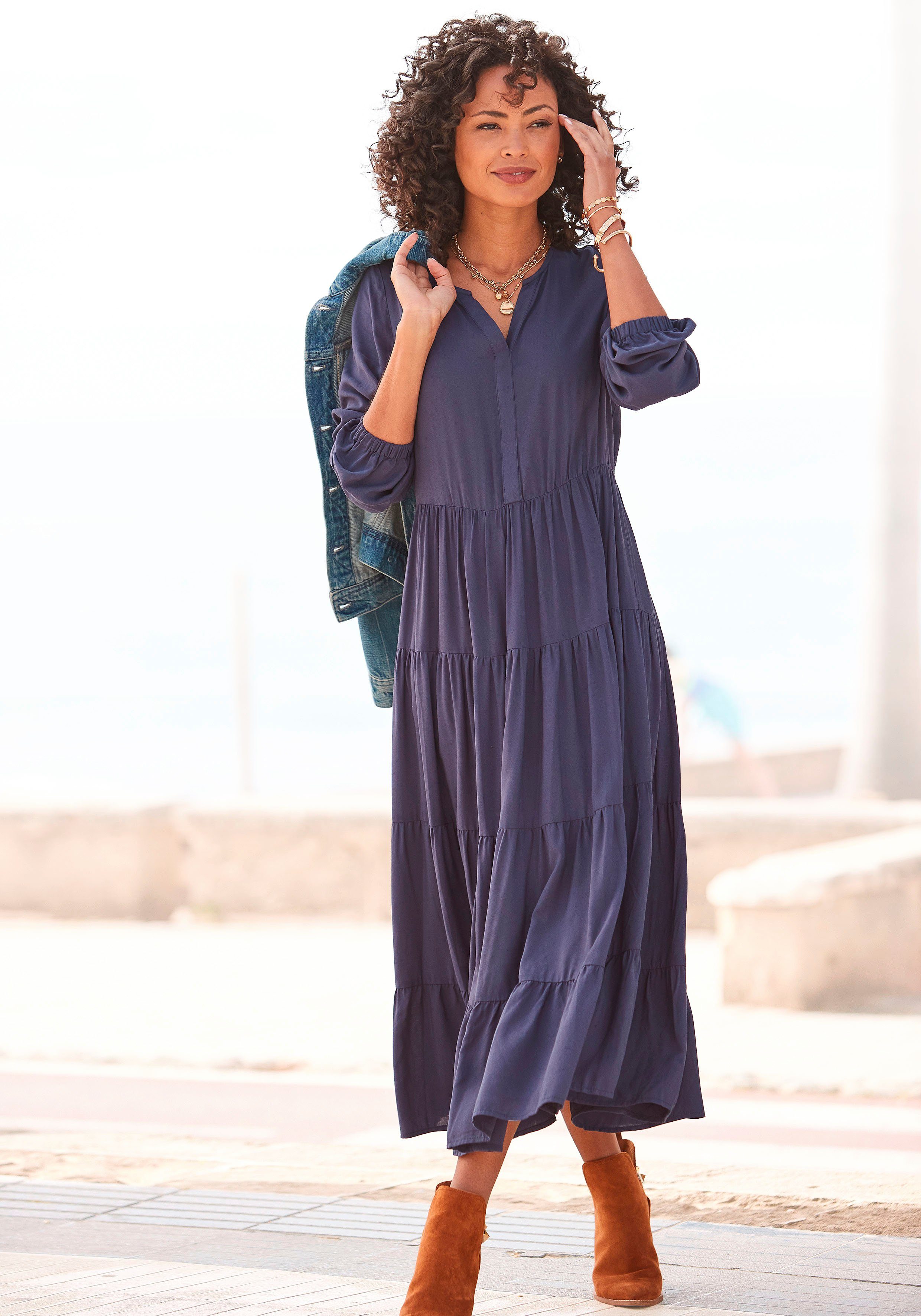 Lascana Maxi-jurk met ruches