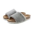 lascana slippers pantoffels met comfortabel kurkvoetbed en modieus imitatiebont grijs