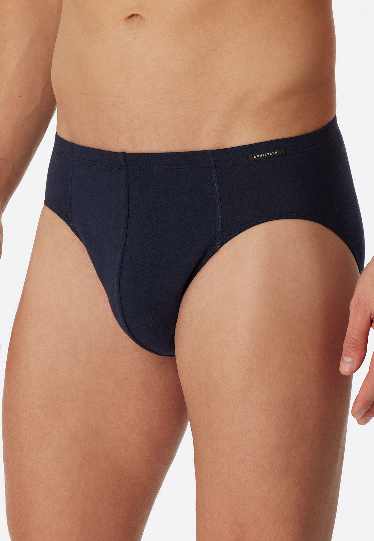 Schiesser Minislip Essentials met klein logo bij de band (3 stuks) heren maat 8 blauw