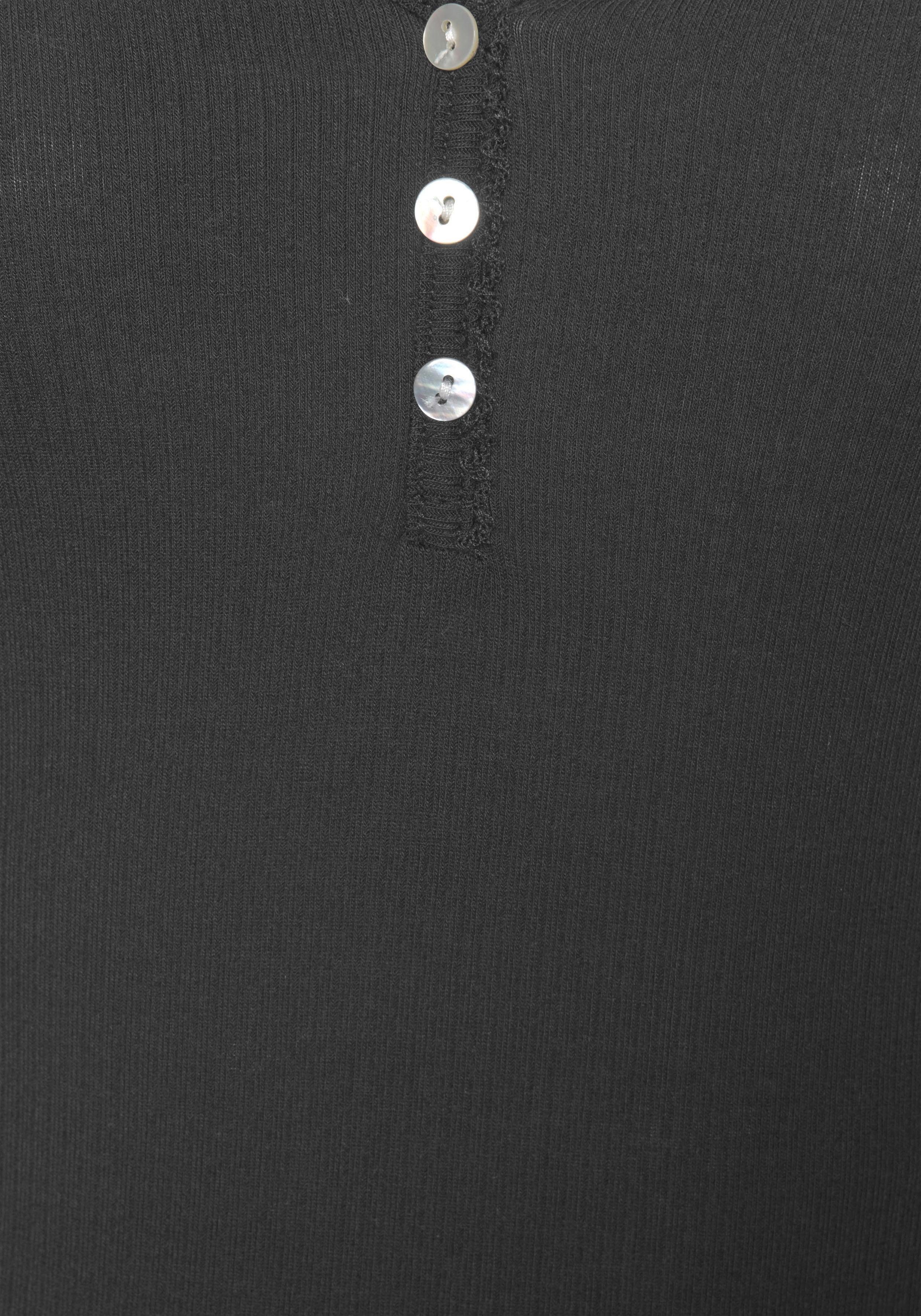 s.Oliver RED LABEL Beachwear Pyjama top van geribbelde stof met sierknopsluiting