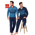 le jogger pyjama met contrastkleurige inzetten voor (set, set van 2) blauw