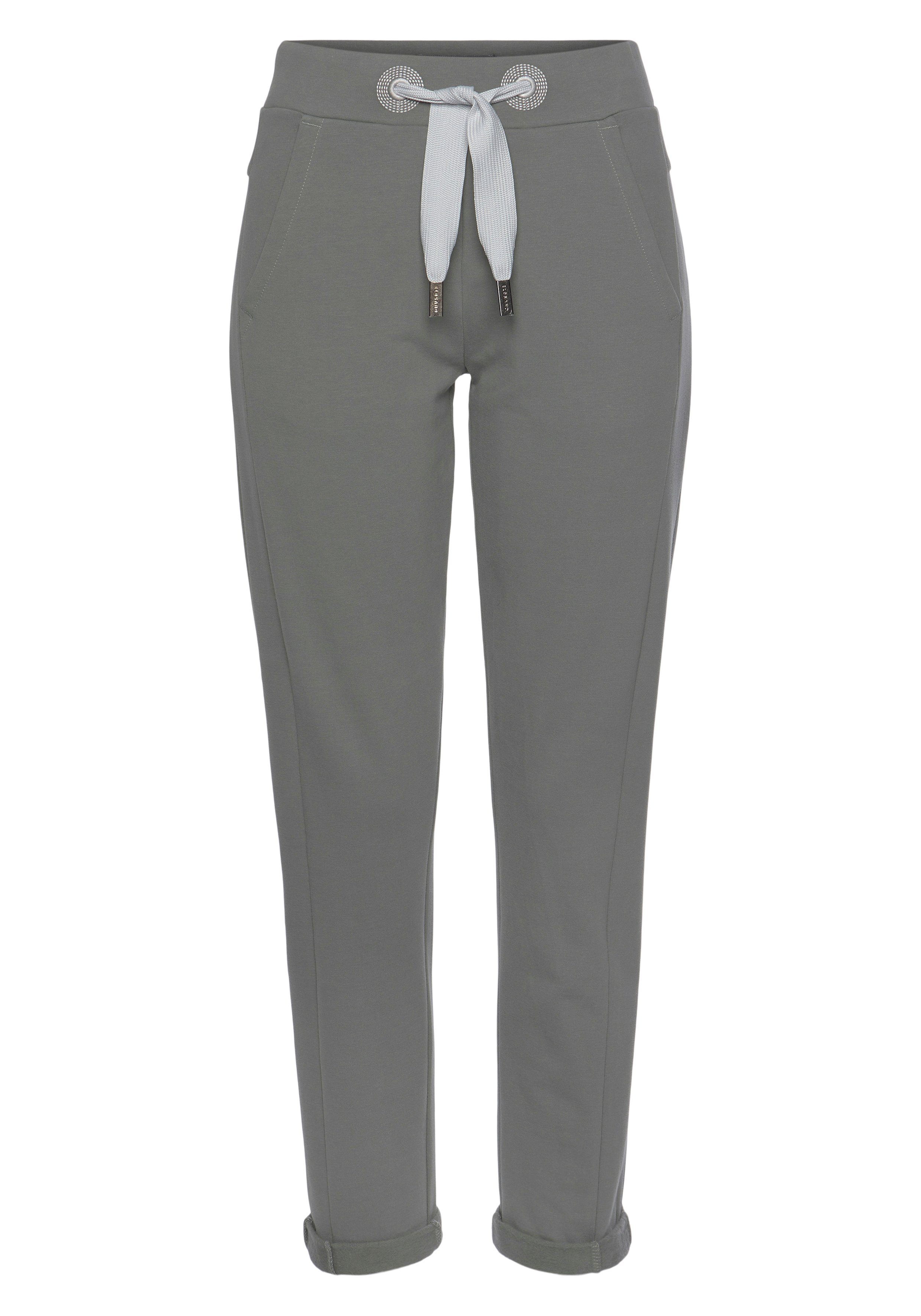 Elbsand Sweatbroek Brinja met zakken en brede trekkoorden, joggingbroek, casual pasvorm strandbroeken maat XXL (44) groen